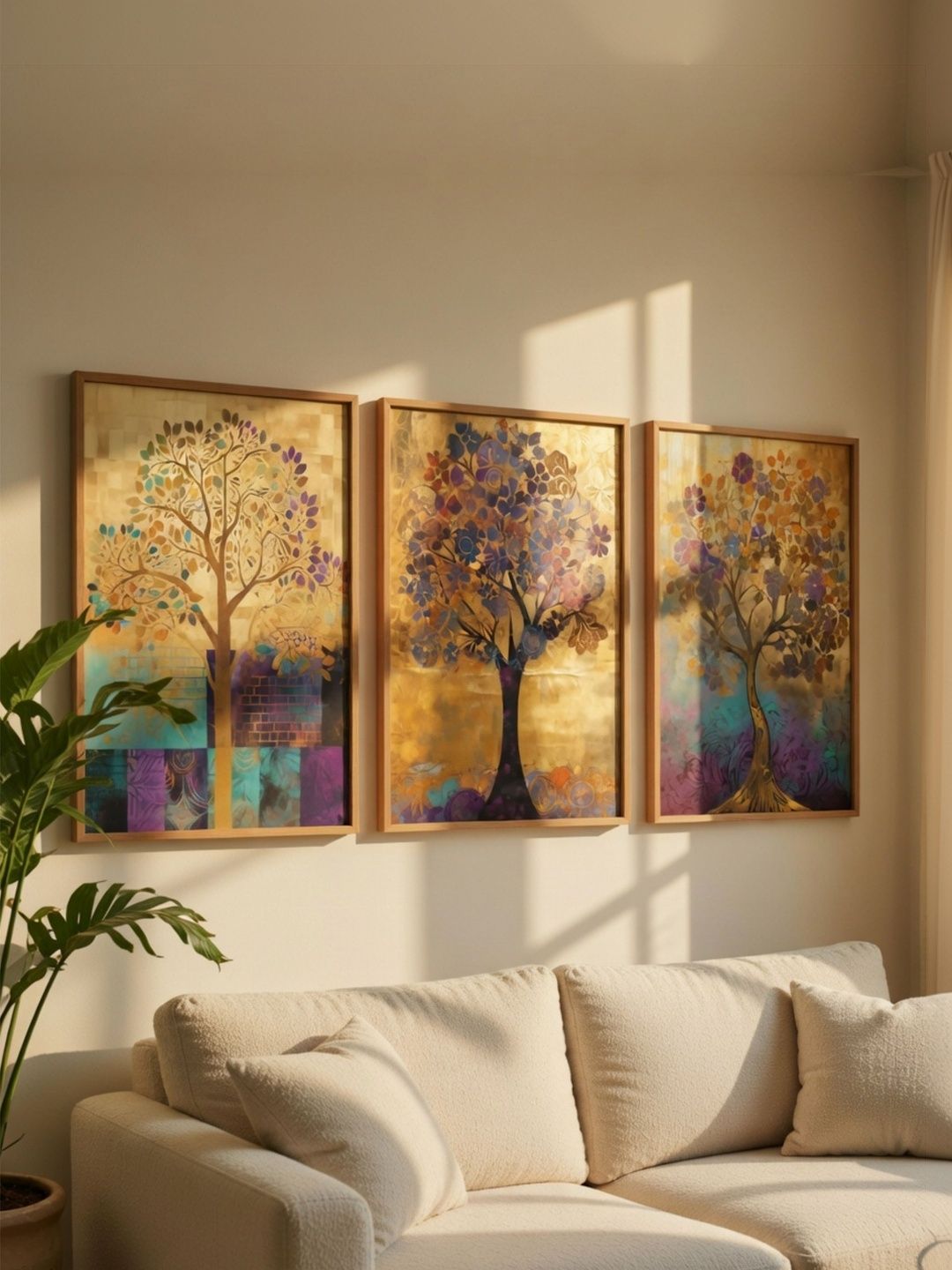 Myntra Elegant Homes Abstract Tree Wall Painting Set Of 3 Wooden Frame Wall Art-picture-23