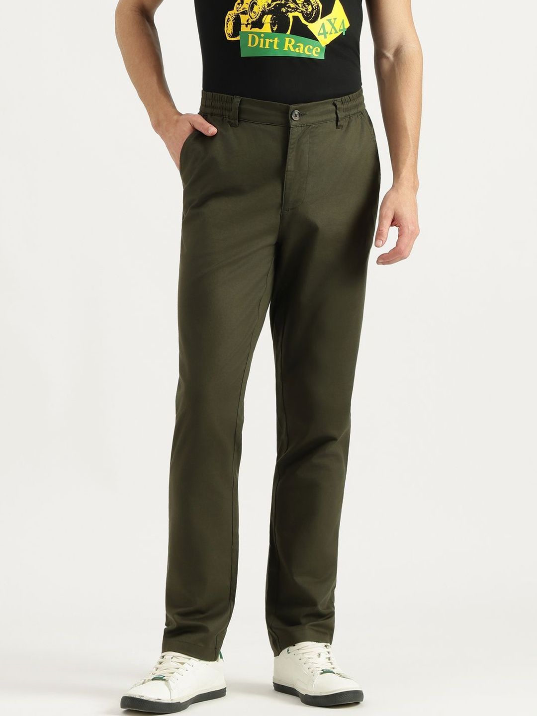 United Colors of Benetton Solid Relaxed Fit Casual Trousers