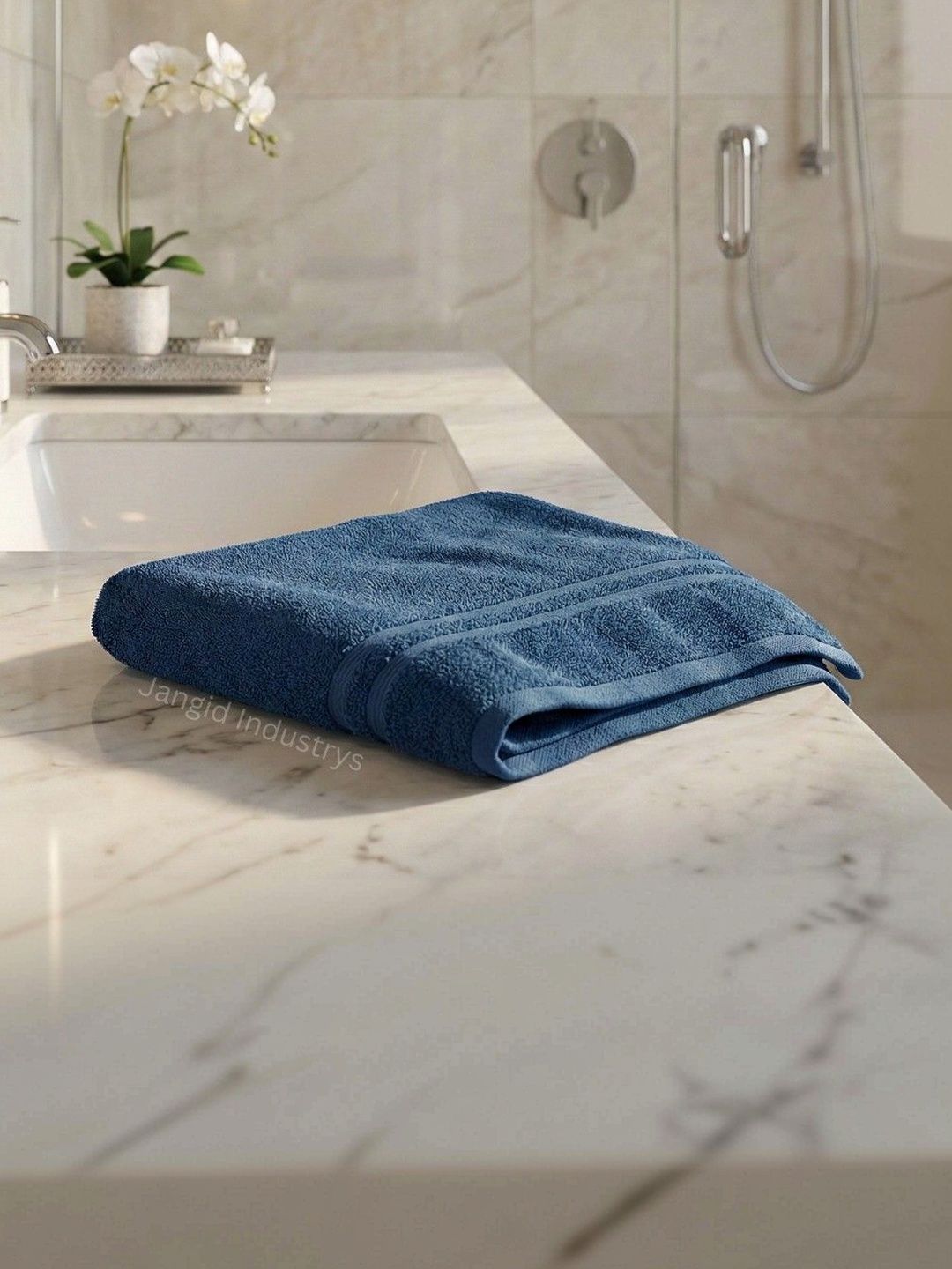 JANGID INDUSTRYS Navy Blue 120 GSM Lighweight Hand Towels-picture-25