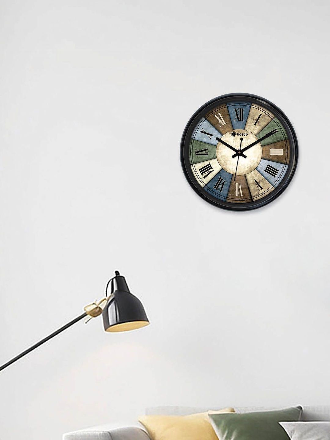 bosco Multicoloured & Black Textured Vintage Wall Clock-image-17