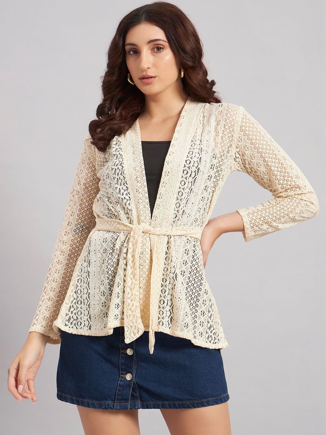 NATURE CRAFT Women Tie-Up Shrug