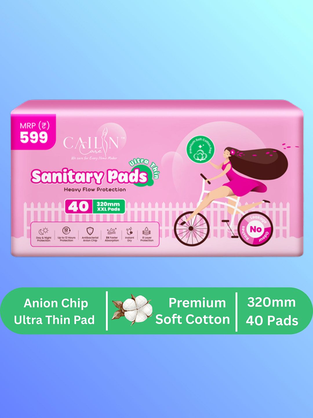 Cailin Care Ultra Thin Soft Cover Sanitary Pads - 40 Pieces-image-8