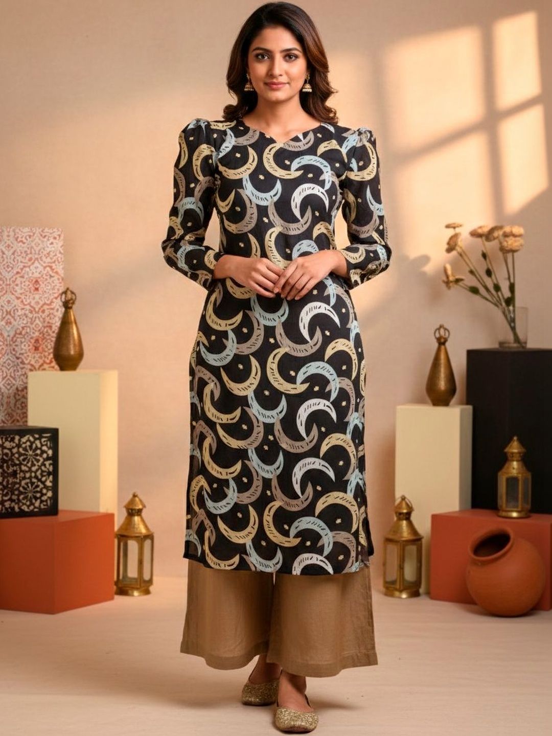 KALINI Ethinic Motif A Line Straight Kurti-picture-28