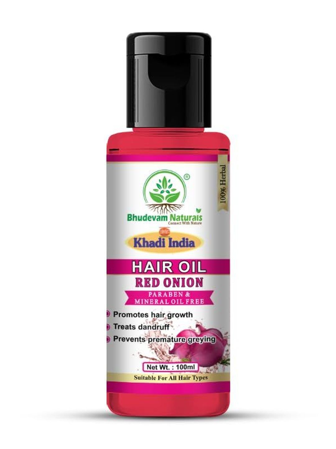 Bhudevam Naturals Khadi India Red Onion Hair Oil For Hair Growth - 100ml-picture-22