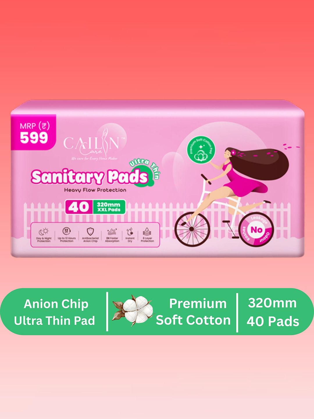 Cailin Care Ultra Thin Soft Cover Sanitary Pads - 40 Pieces-image-44