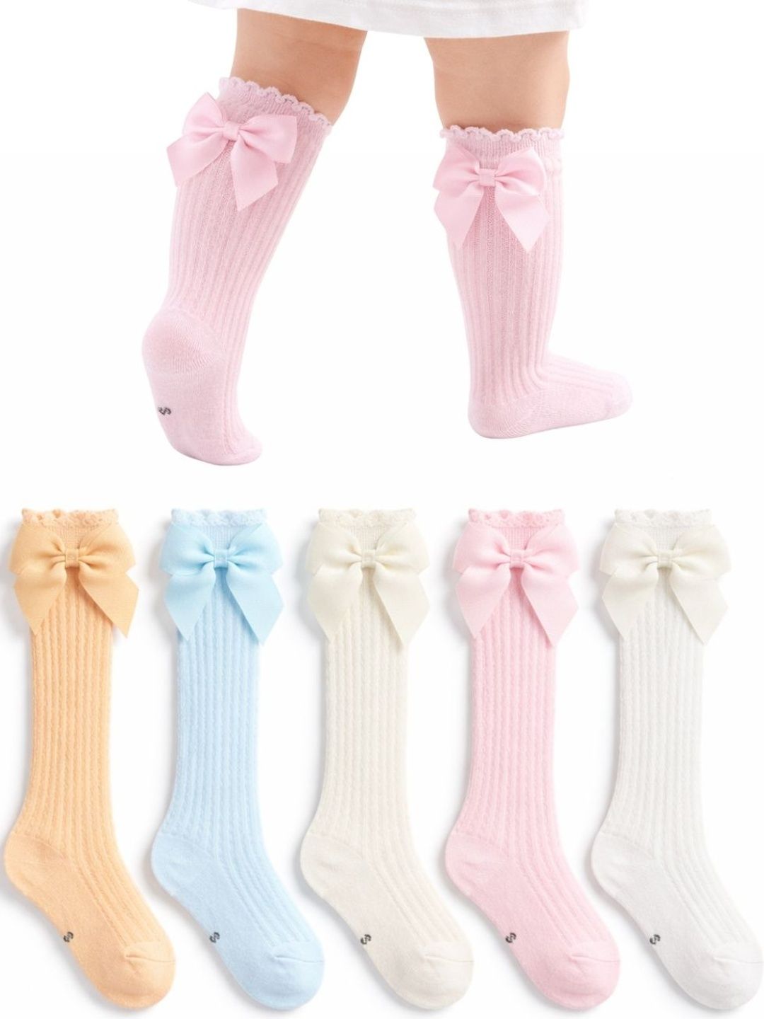 GUCHIGU Unisex Kids Pack of 5 Cotton Blend Knee Length Socks-picture-12