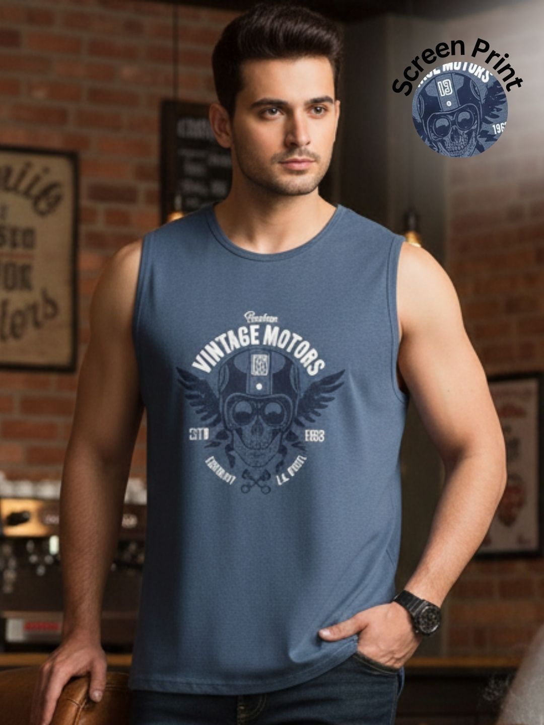 Rigo Printed Cotton Gym Vest-image-36