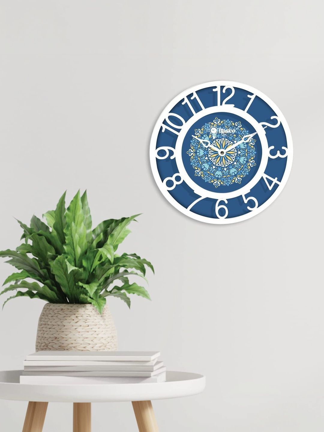 bosco Blue & Blue Printed Contemporary Wall Clock-picture-48