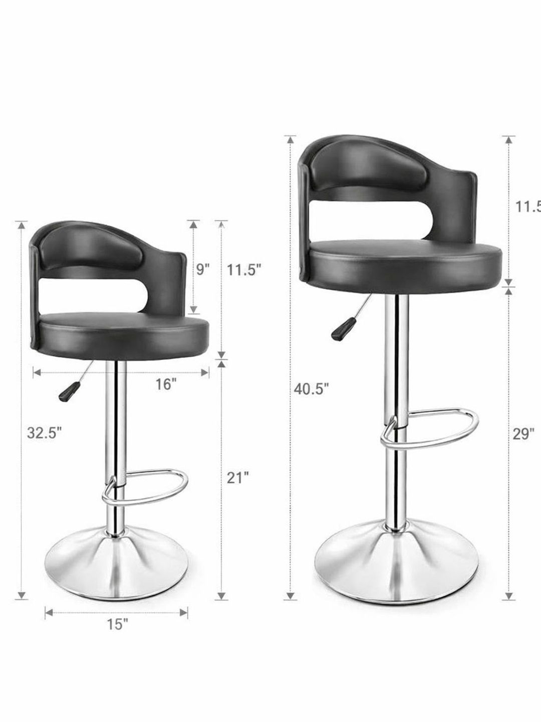 Fugo Adjustable Bar Stool With Back Support & Comfort Design