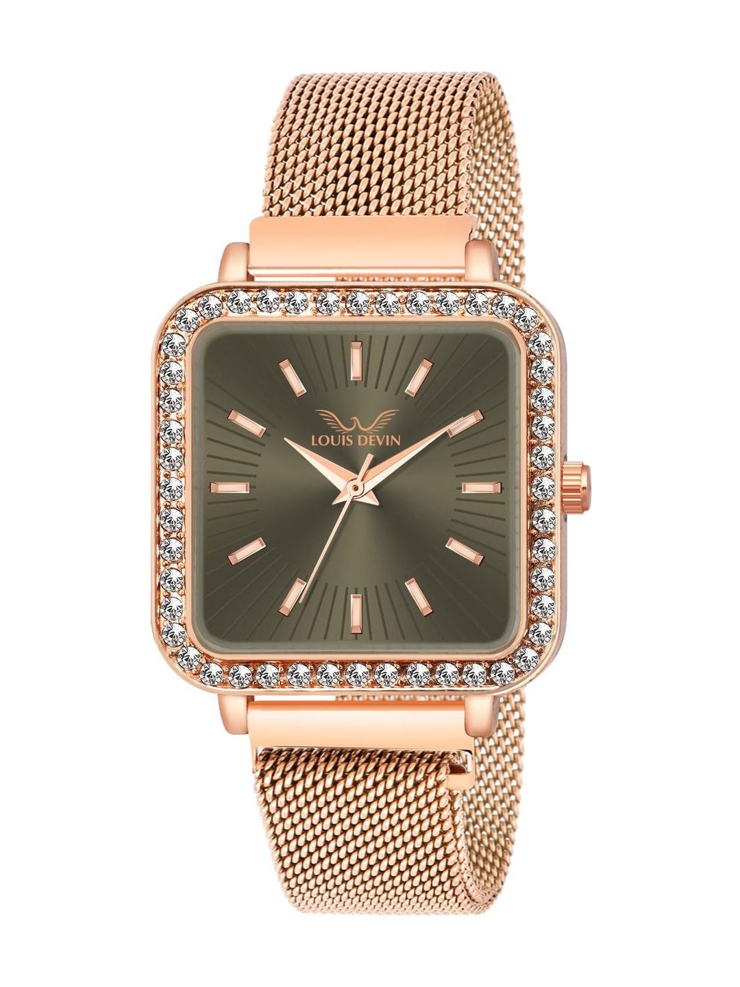 LOUIS DEVIN Women Brass Dial & Straps Analogue Watch LD-RGS502-GRN-image-46