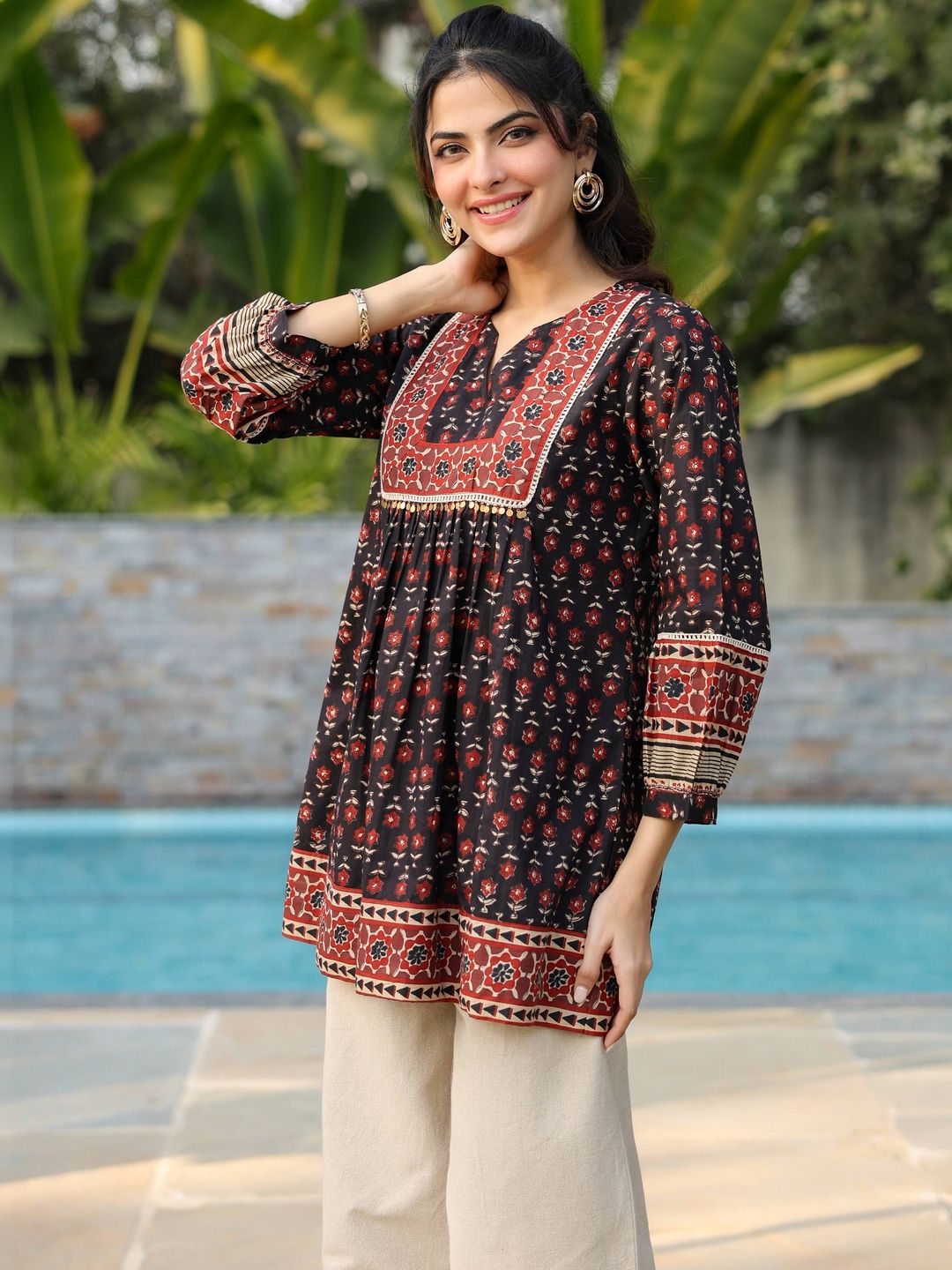 Rain & Rainbow Print Cotton Top-image-7