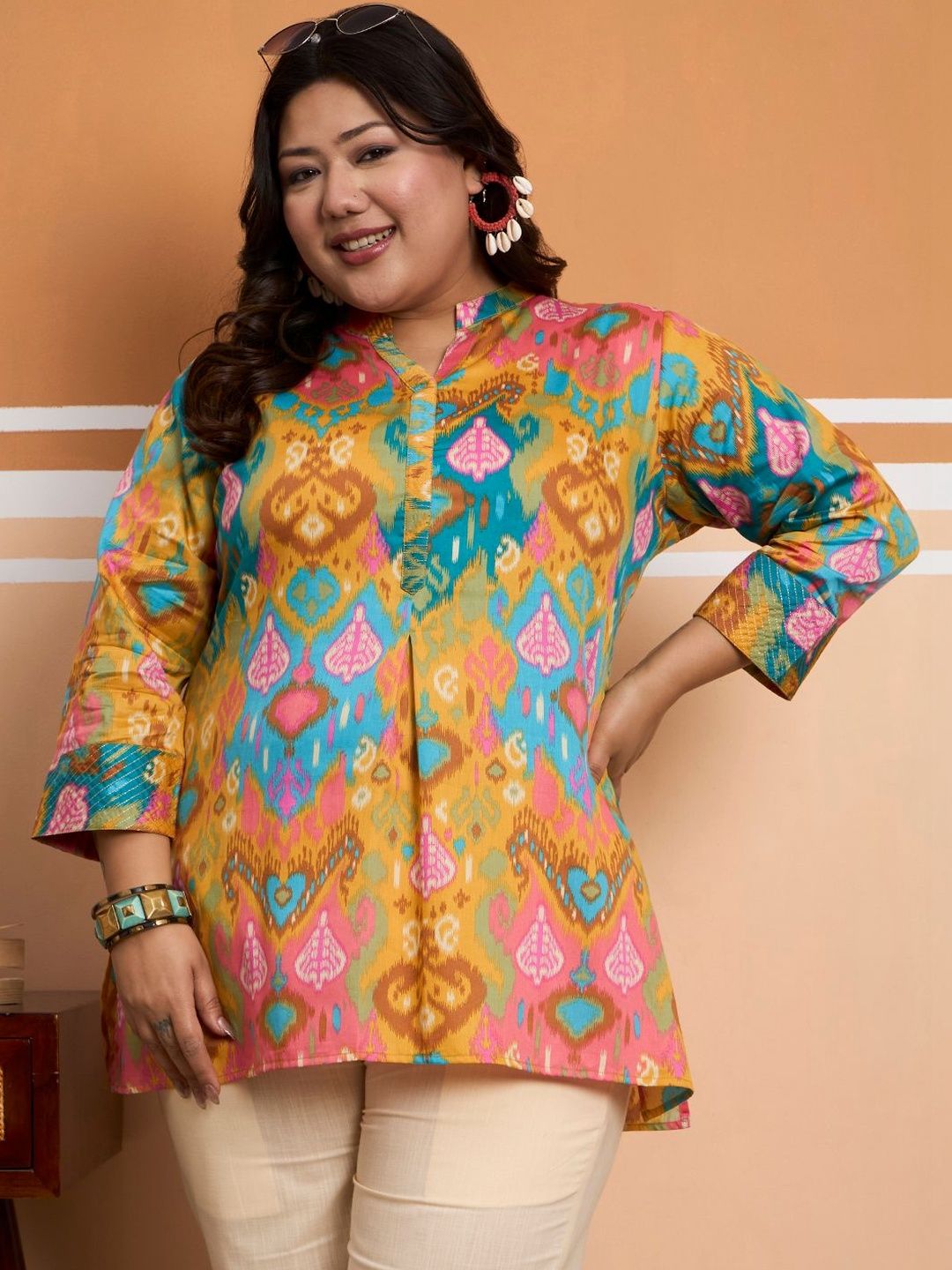 Tissu Printed Pure Cotton Panelled Kurti-picture-33