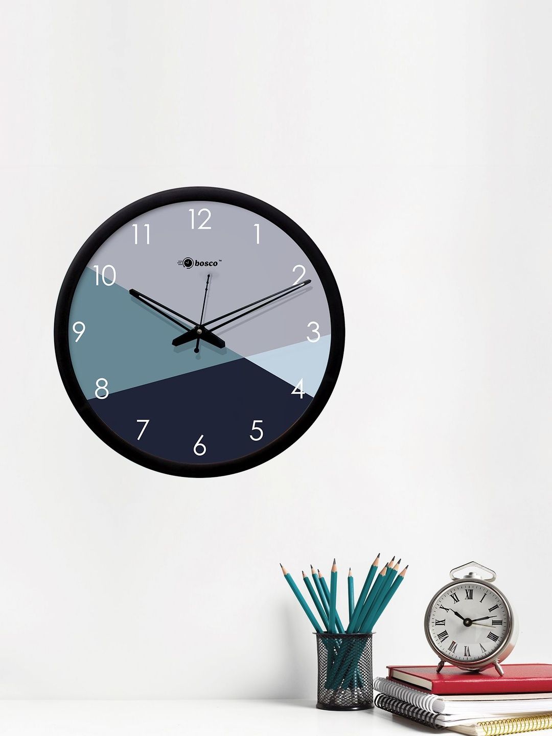 bosco Multicoloured & Black Colourblocked Contemporary Wall Clock-image-49