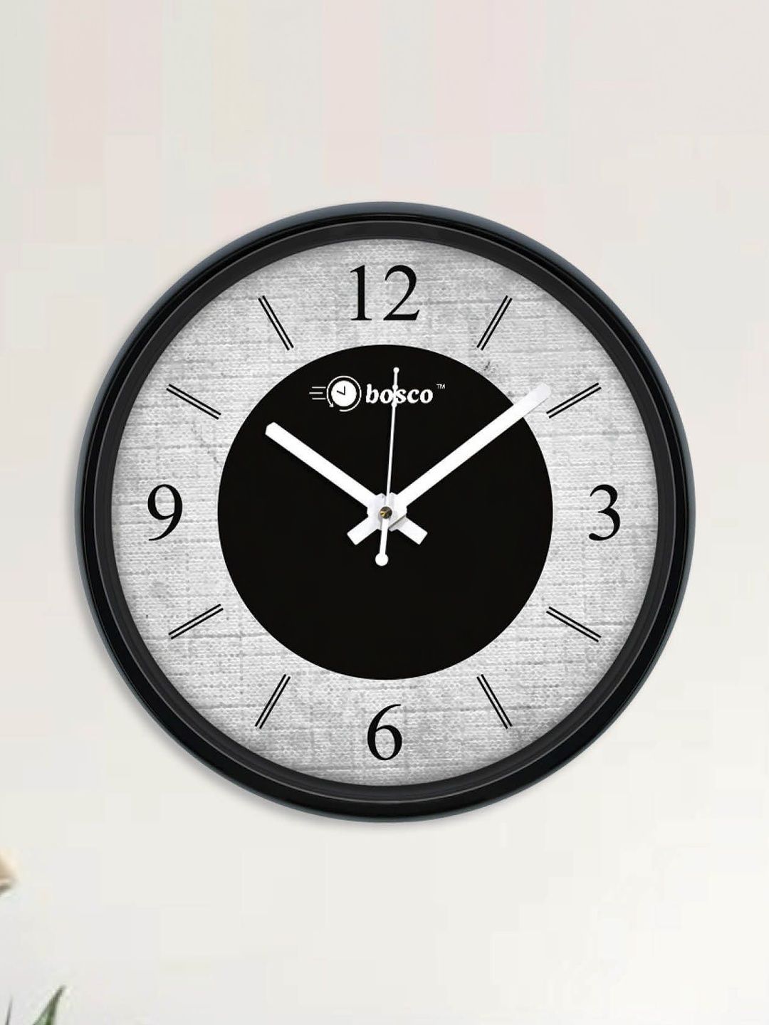 bosco Black & Black Textured Contemporary Wall Clock-picture-2