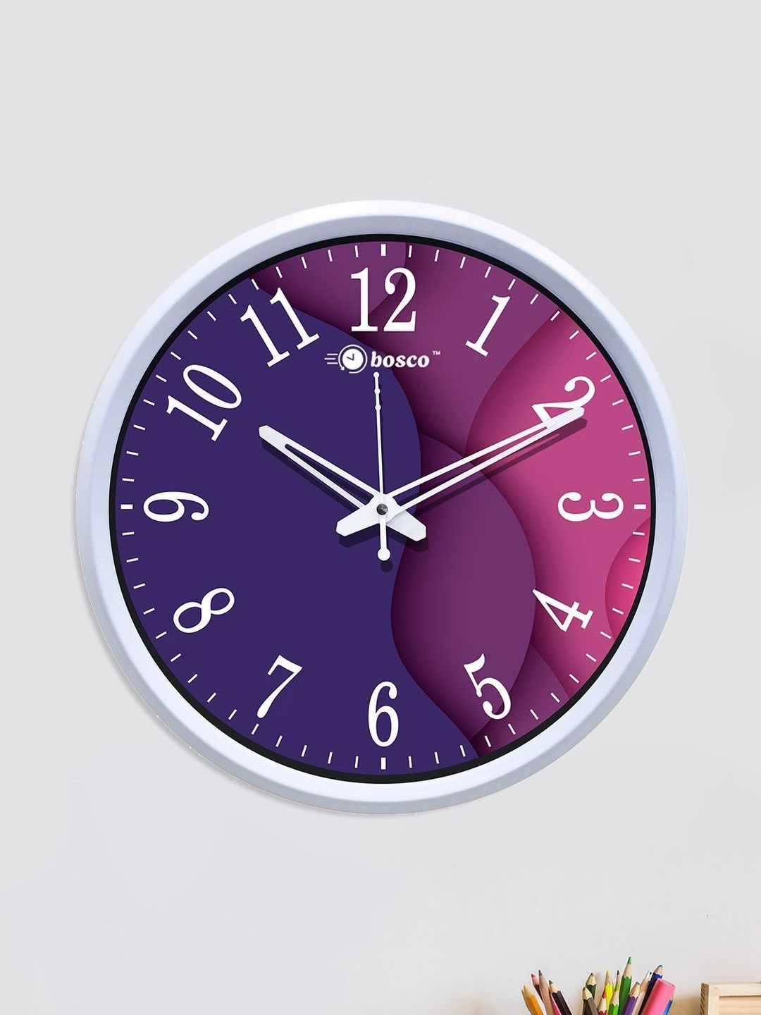 bosco Multicoloured & Purple Printed Contemporary Wall Clock-picture-3