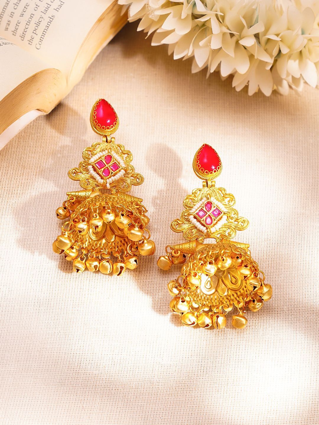 Rubans Dome Shaped Jhumkas Earrings-image-35