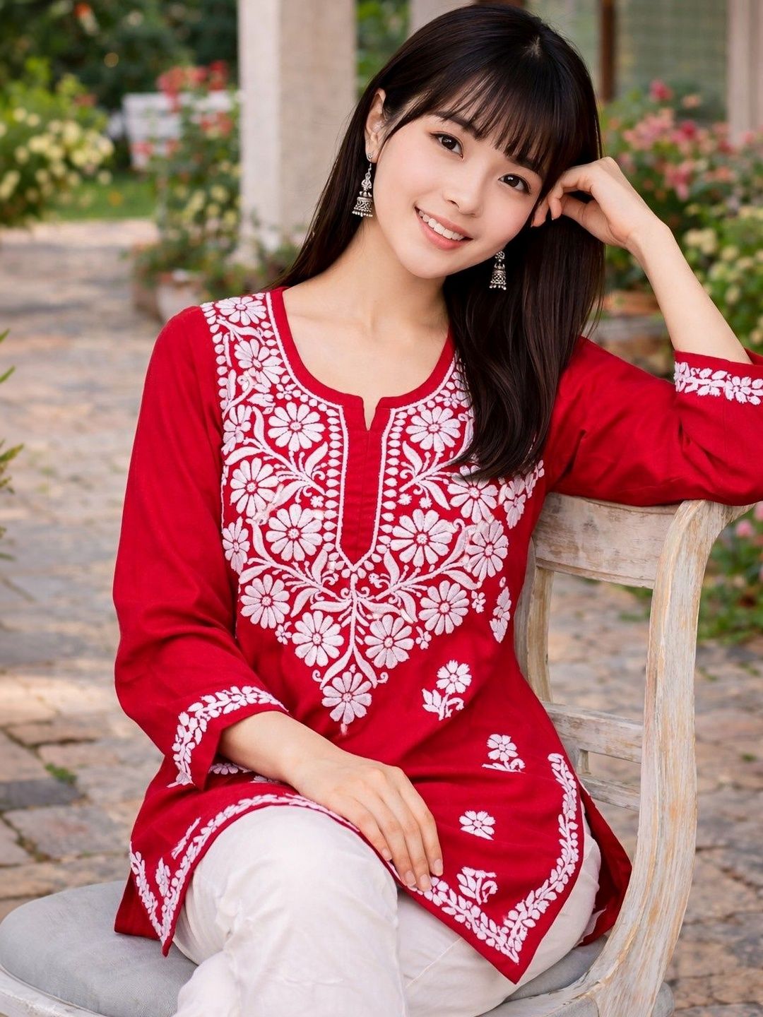 Sidhidata Ethnic Motifs Embroidered Chikankari Chikankari Kurti-picture-26