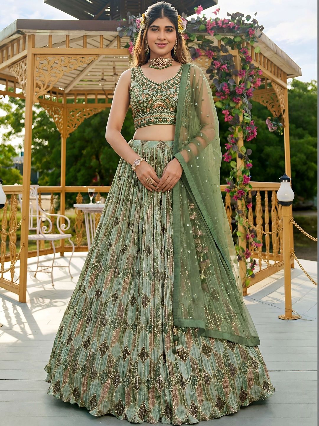 Zeel Clothing Embellished Sequinned Semi-Stitched Lehenga & Blouse With Dupatta-image-33
