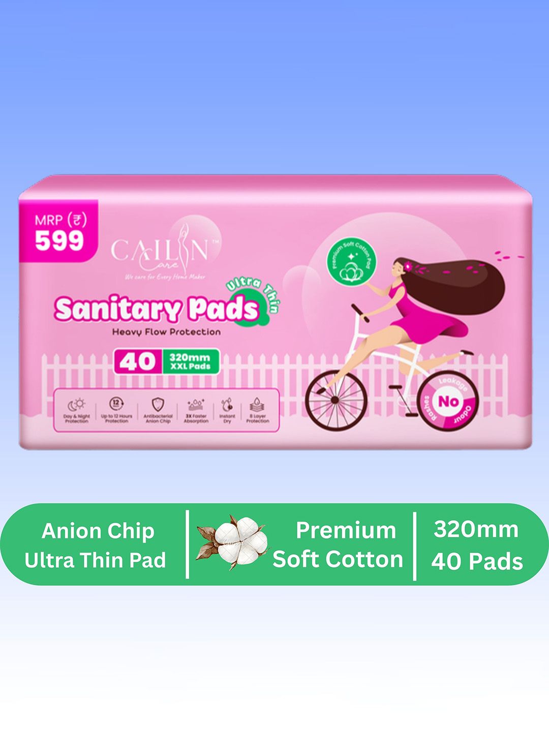 Cailin Care Ultra Thin Soft Cover Sanitary Pads - 40 Pieces-image-7