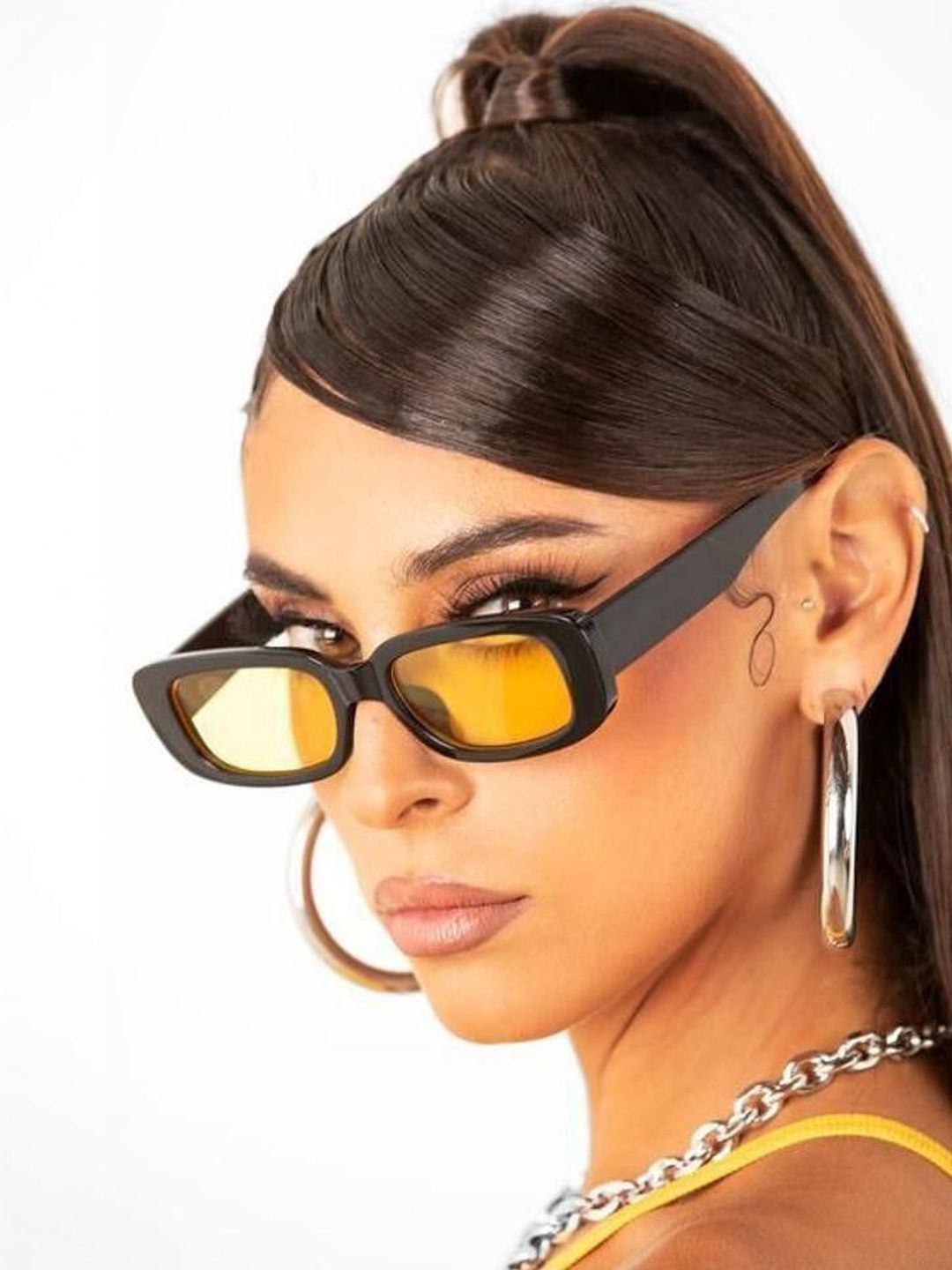 EYMEN I Women Yellow Sunglasses with UV Protected Lens-image-1