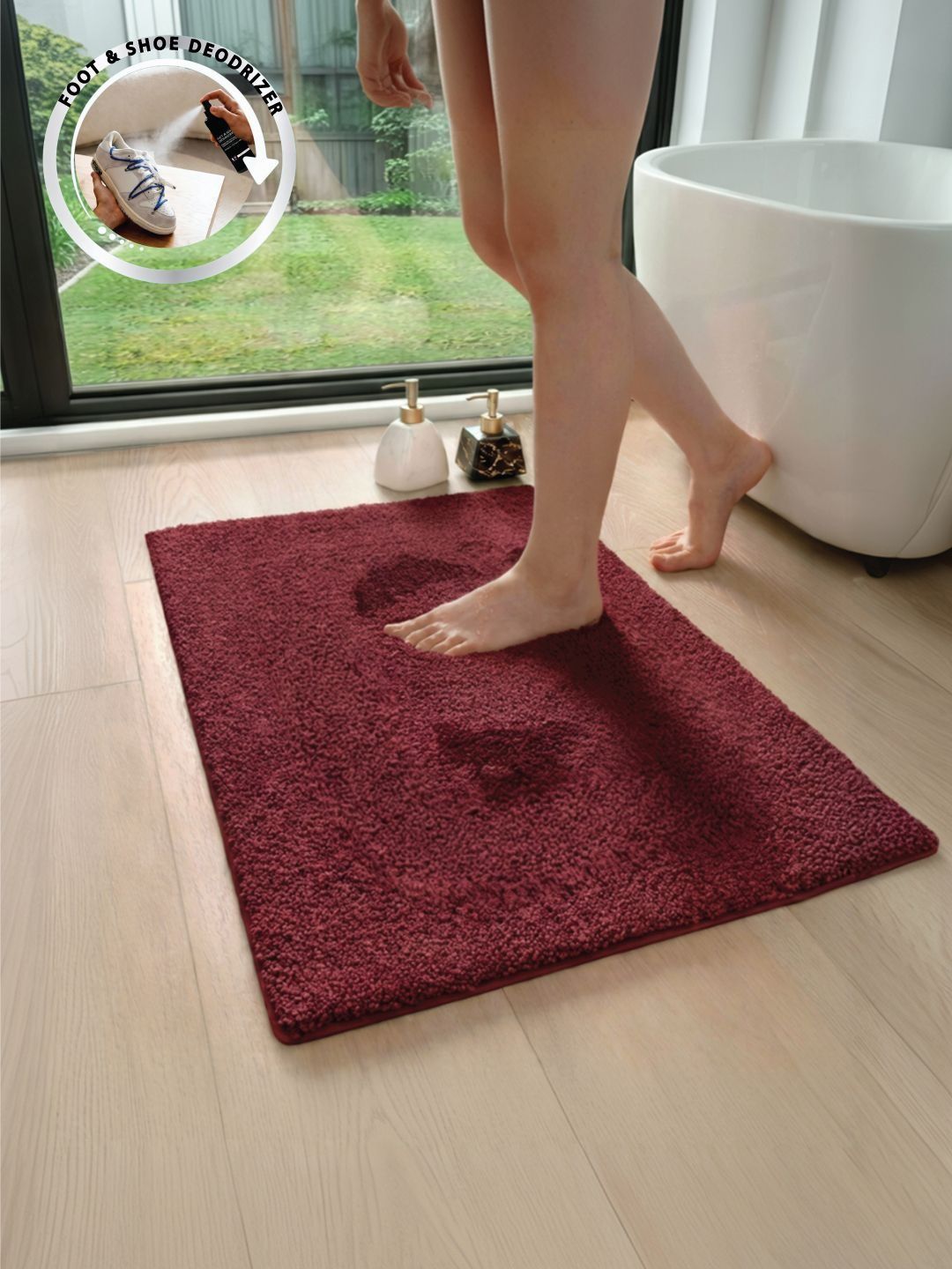 Dryspun 2 Pieces Maroon Polyester Bath Rugs-image-49