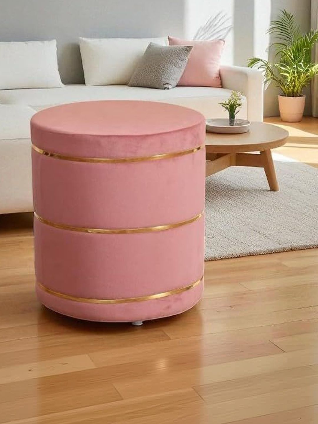 Shadowkart Mauve Round Wooden Ottomans Without Storage-picture-28