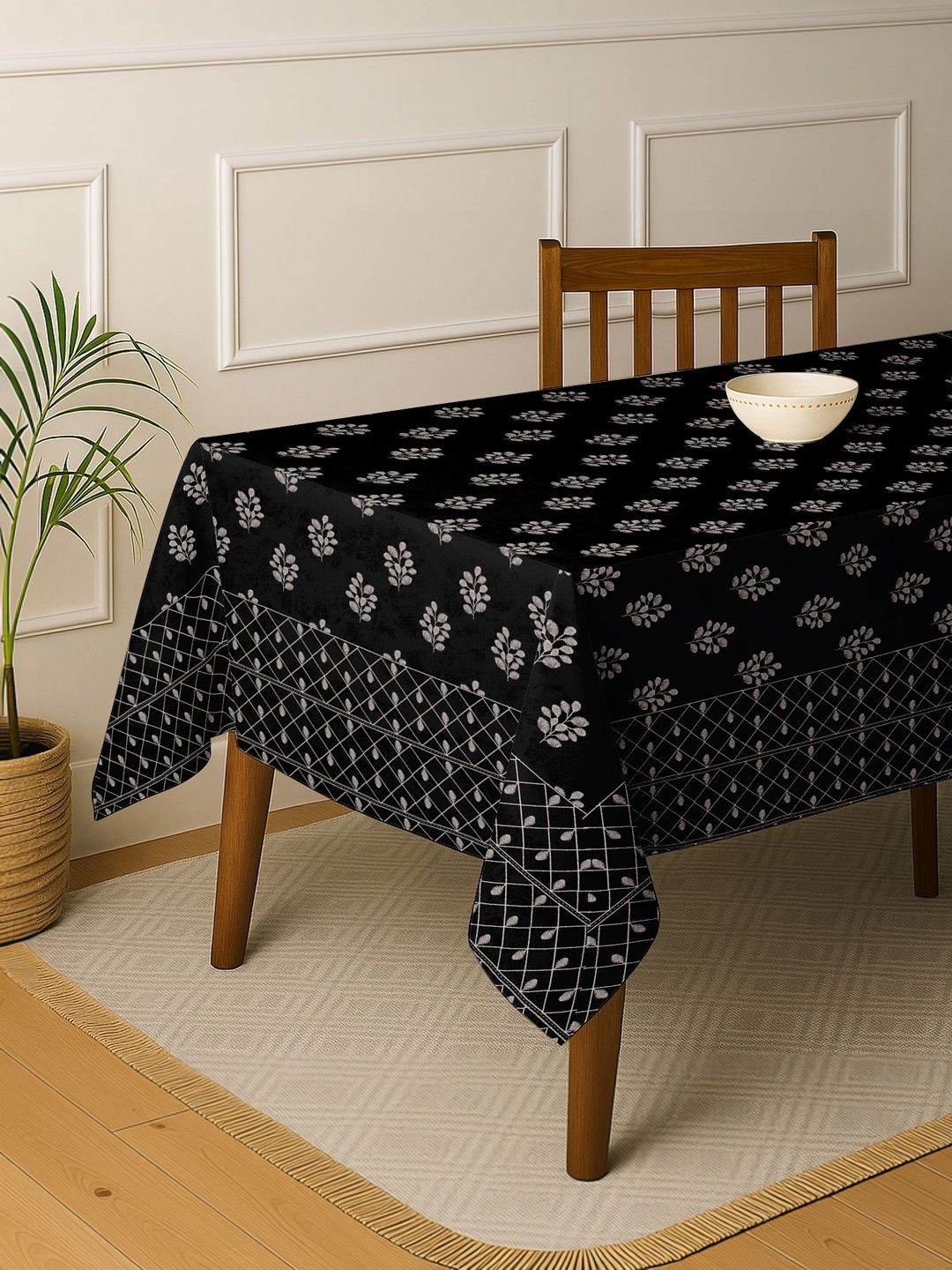 Vargottam Black Cotton 6-Seater Table Cover-picture-24