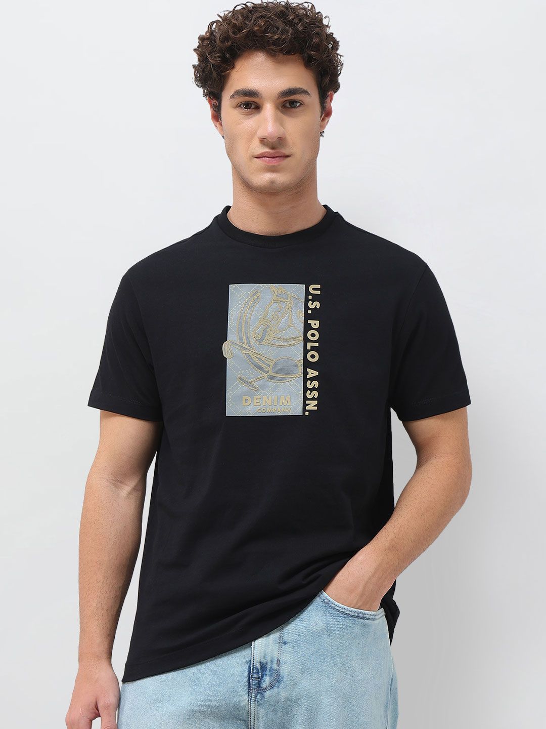u.s. polo assn. denim co. U.S. Polo Assn. Denim Co.Graphic Brand Embossed Pure Cotton T-Shirt-picture-20