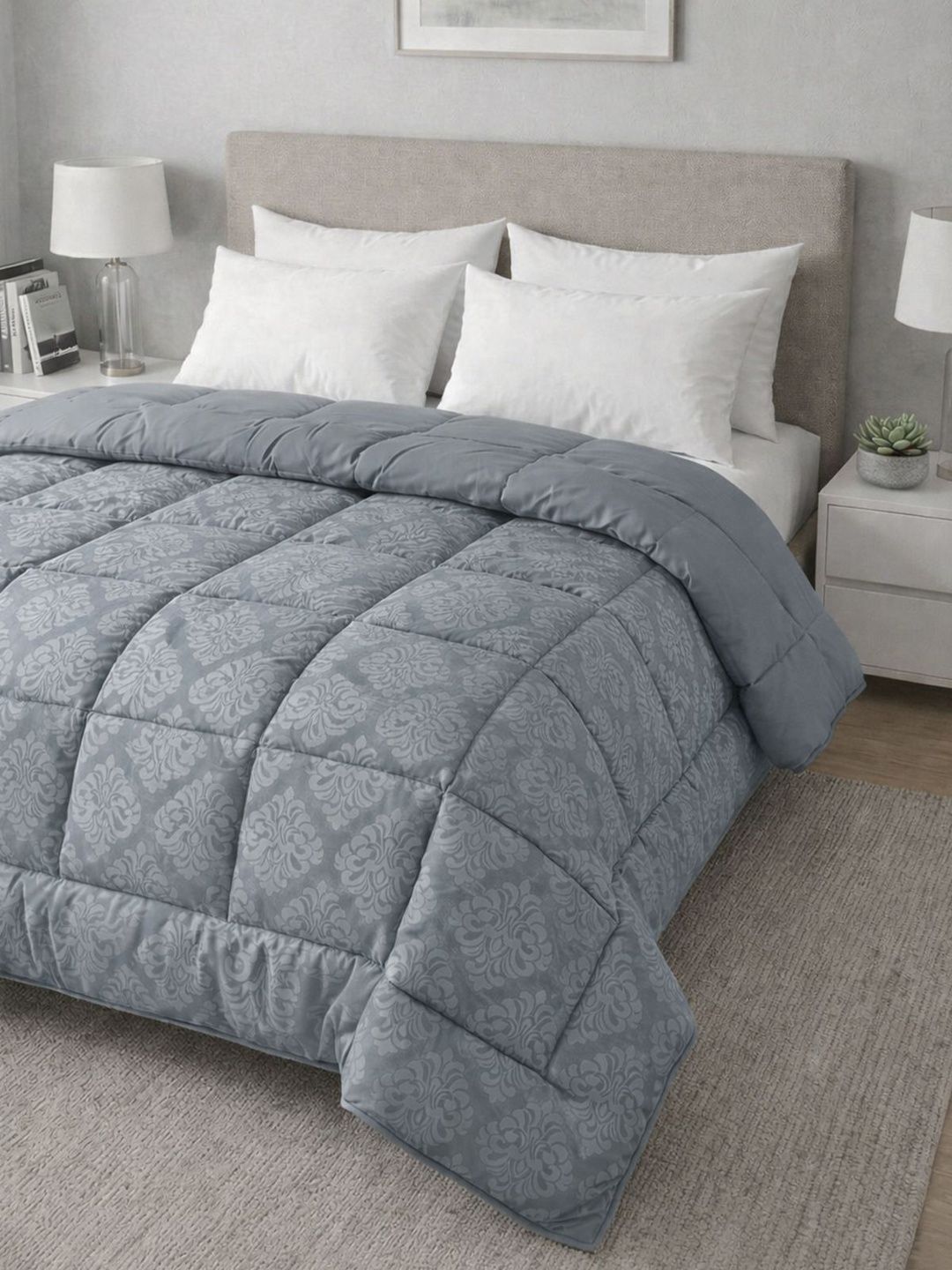 Florida Grey Ethnic Motifs Printed Microfiber AC Room 233 GSM Comforter-image-28