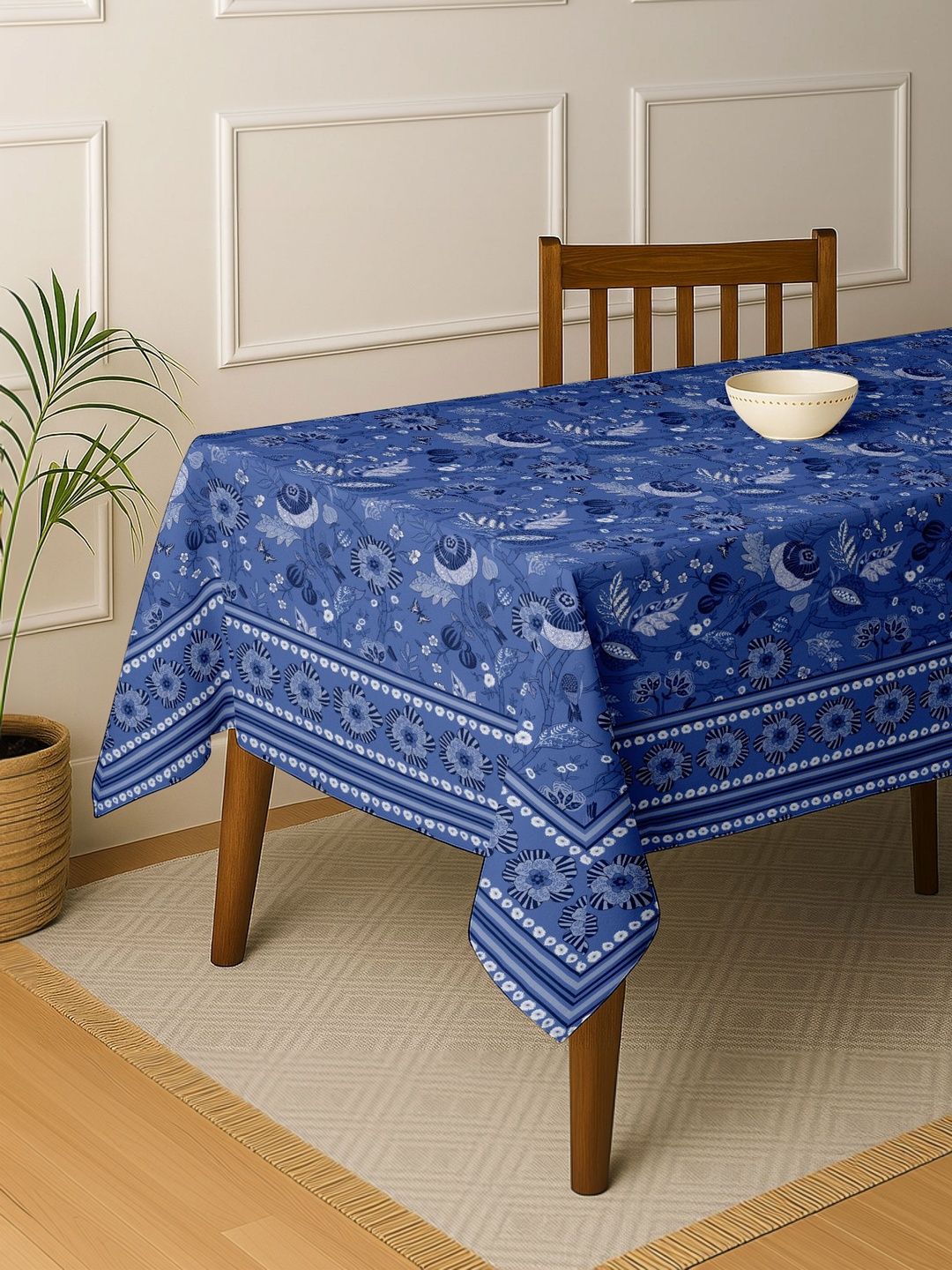 Vargottam Blue Cotton 6-Seater Table Cover-picture-11