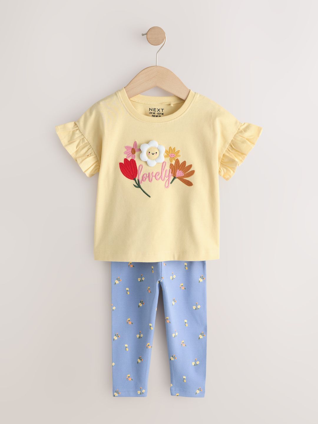 NEXT Pure Cotton Embroidered Applique T-shirt with Printed Leggings-picture-21