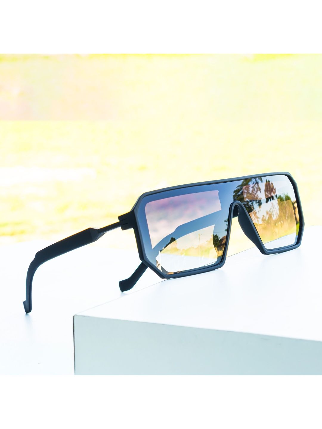 Jiebo Men Black Lens & Black Square Sunglasses with-picture-11