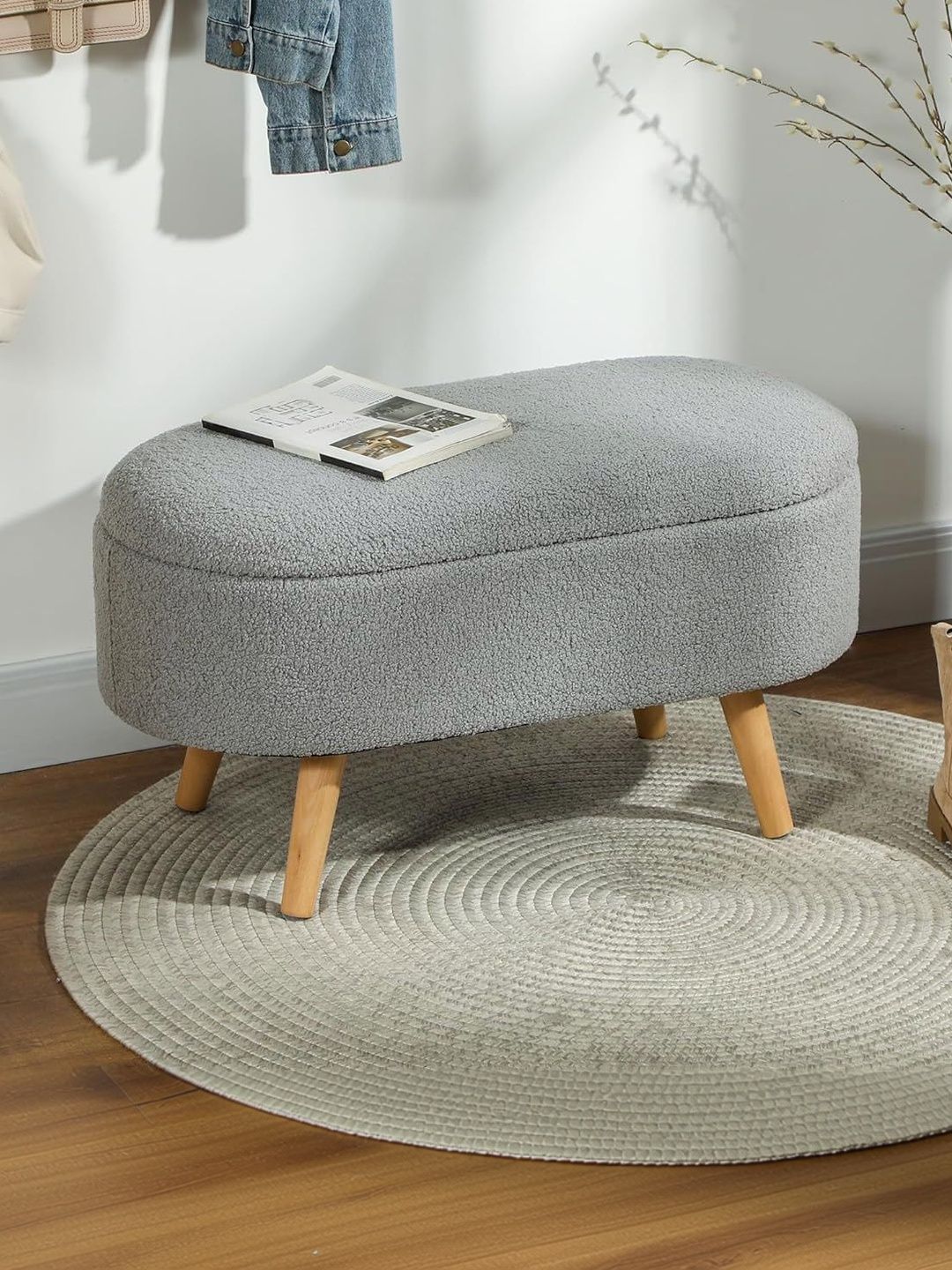 Shadowkart Grey Oval Wooden Ottoman With Storage-picture-16