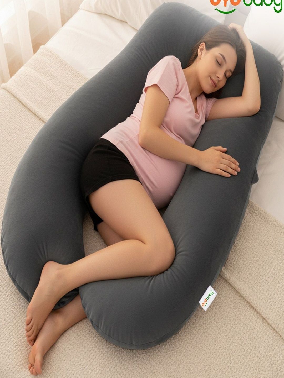 OyO Baby Grey Fibre Filled Faux Velvet Ultra Soft Maternity Pillow-picture-17