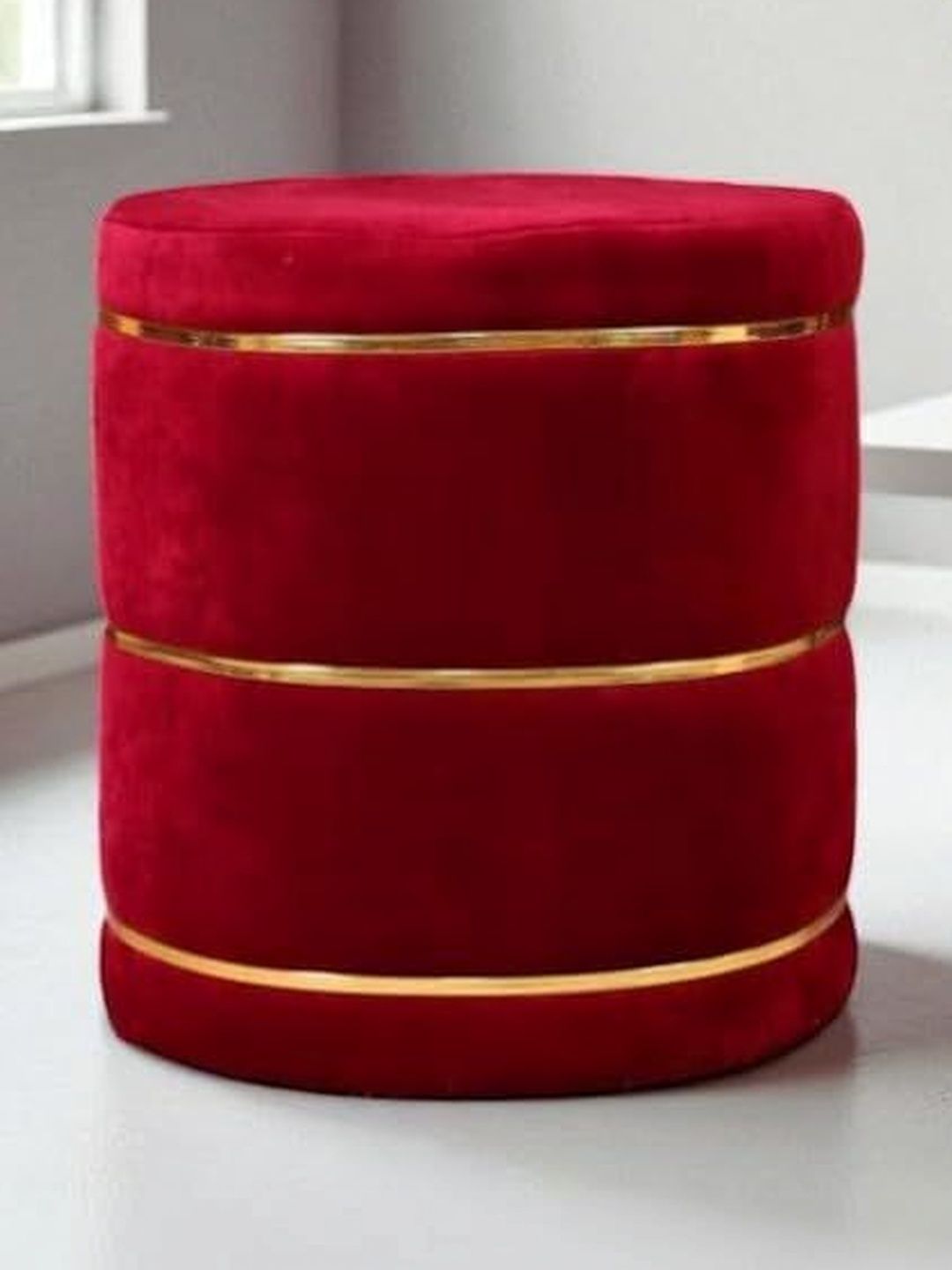 Shadowkart Maroon Round Ottomans-image-6