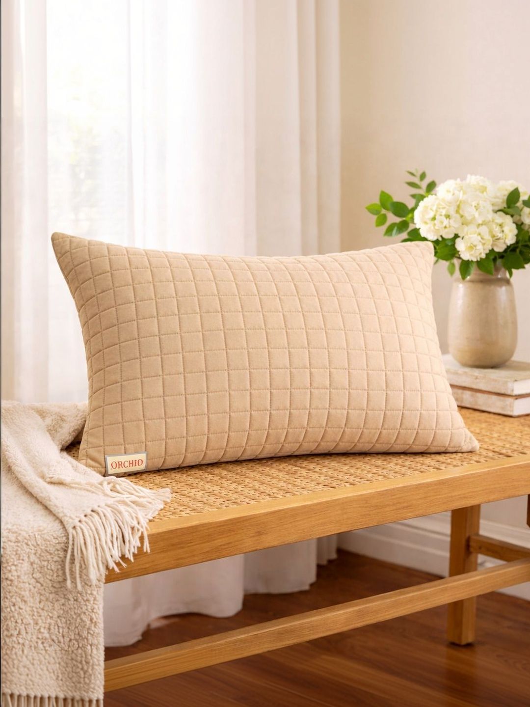 Orchid Pillows Cream-Coloured Fibre Filled Cotton Ultra Soft Sleep Pillow-image-33