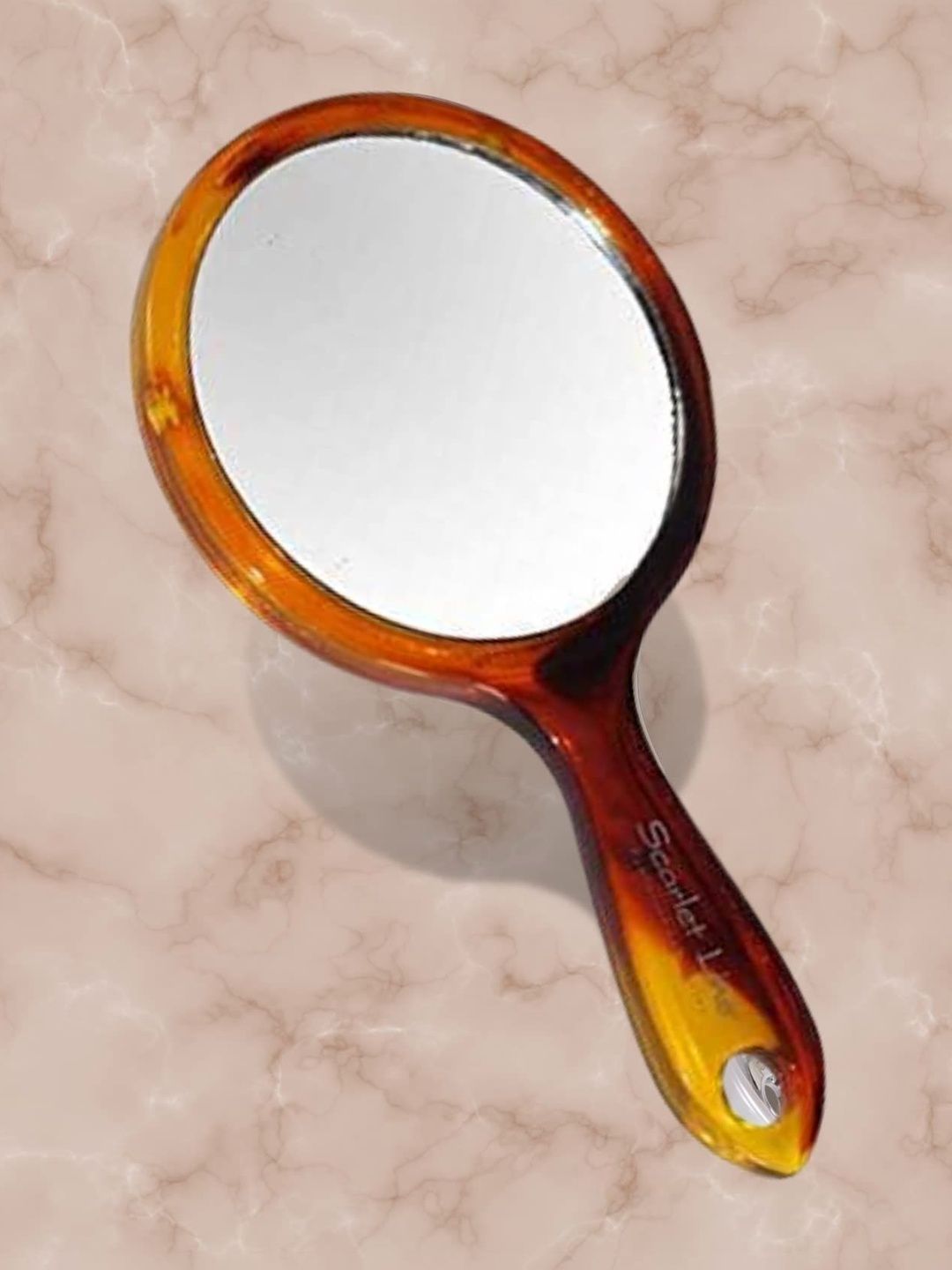 SCARLET LINE Brown & White Round Glass Makeup Table Top Mirror-image-10