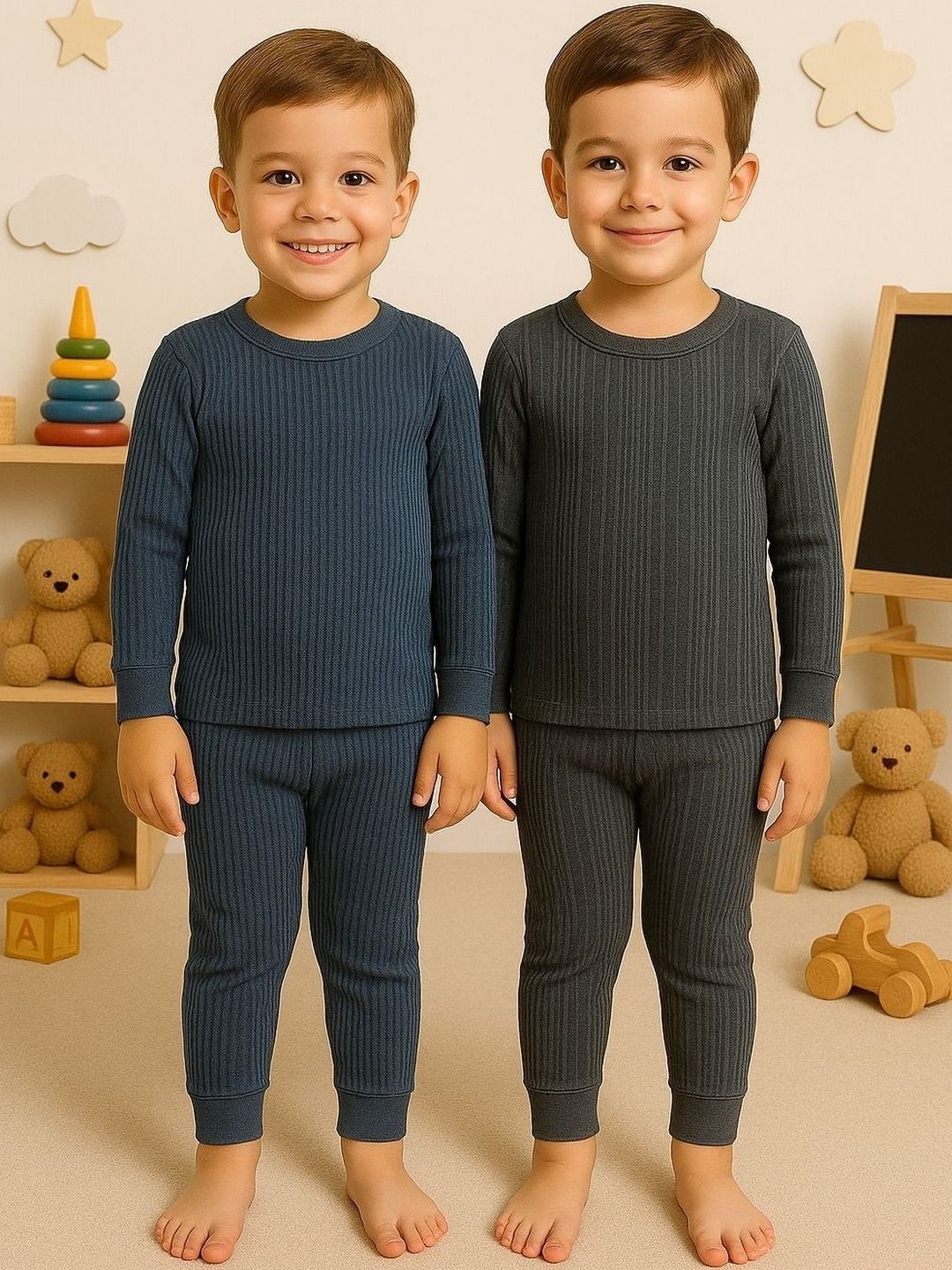 PARYAG Boys Pack Of 2 Round Neck Thermal Set-picture-32