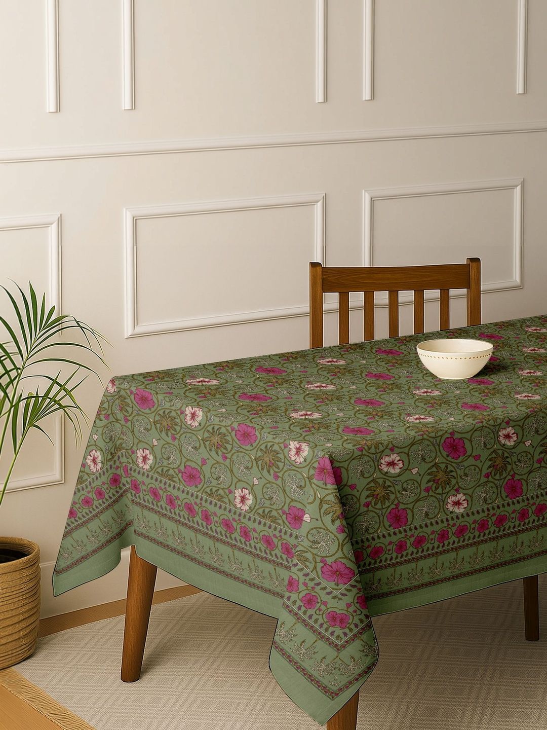 Vargottam Green Cotton 6-Seater Table Cover-picture-22