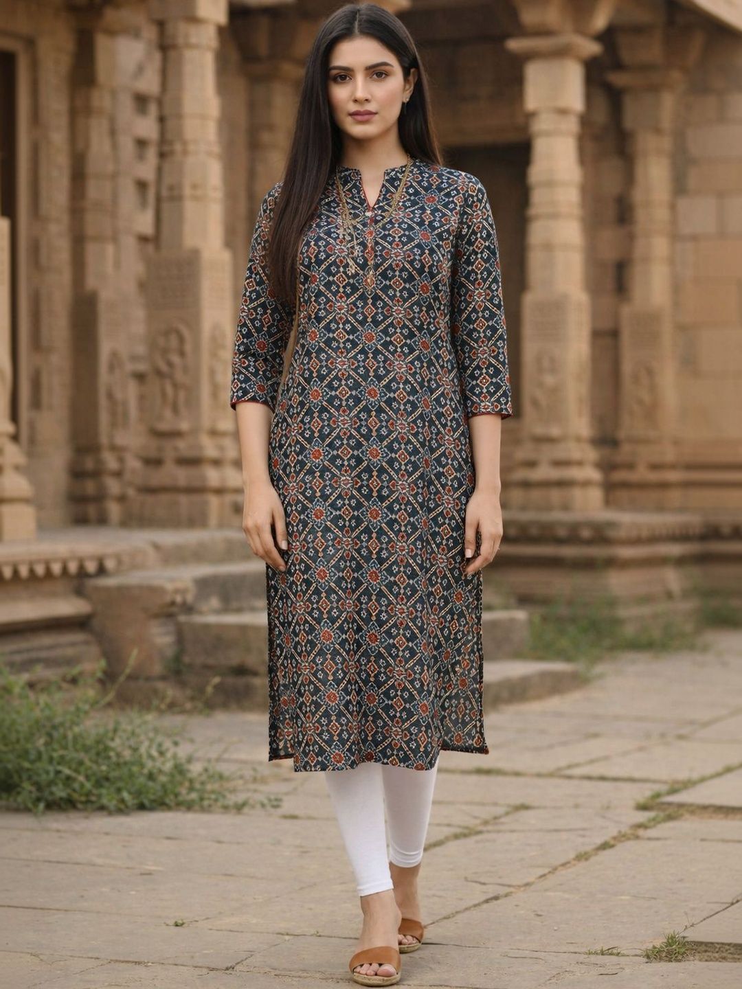 KALINI Floral Printed Pure Cotton Blend Kurti-picture-30