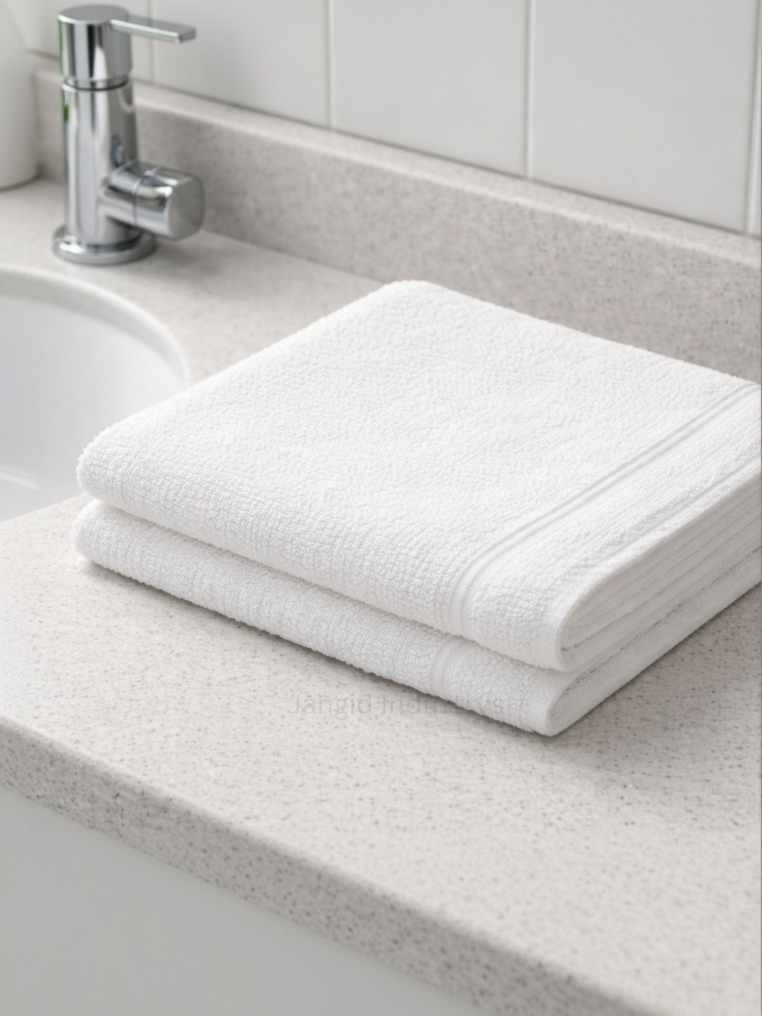 JANGID INDUSTRYS White 1 Terry Cotton 350 GSM Bath Towel-image-8