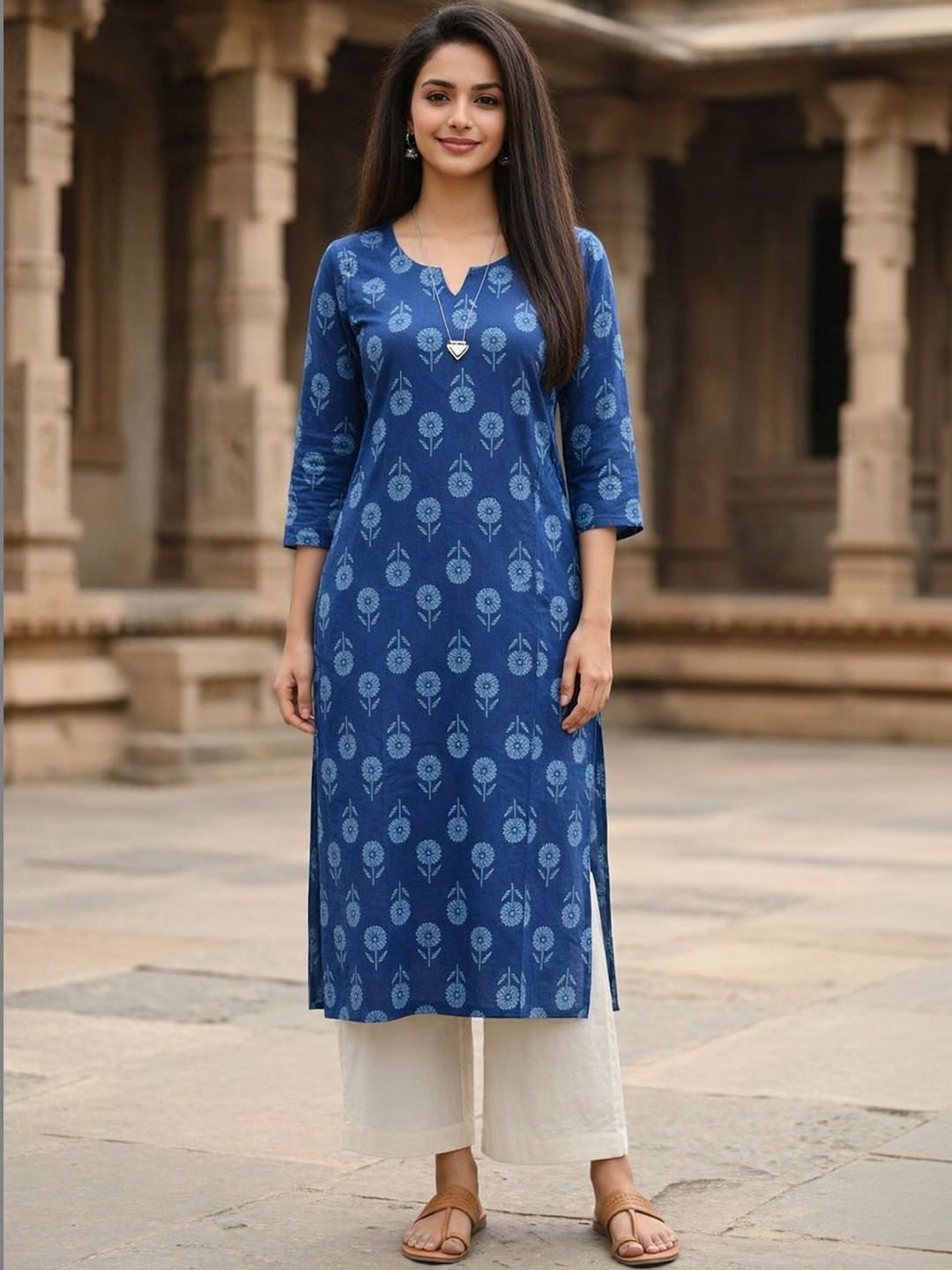 KALINI Floral Printed Pure Cotton Blend Kurti-picture-26