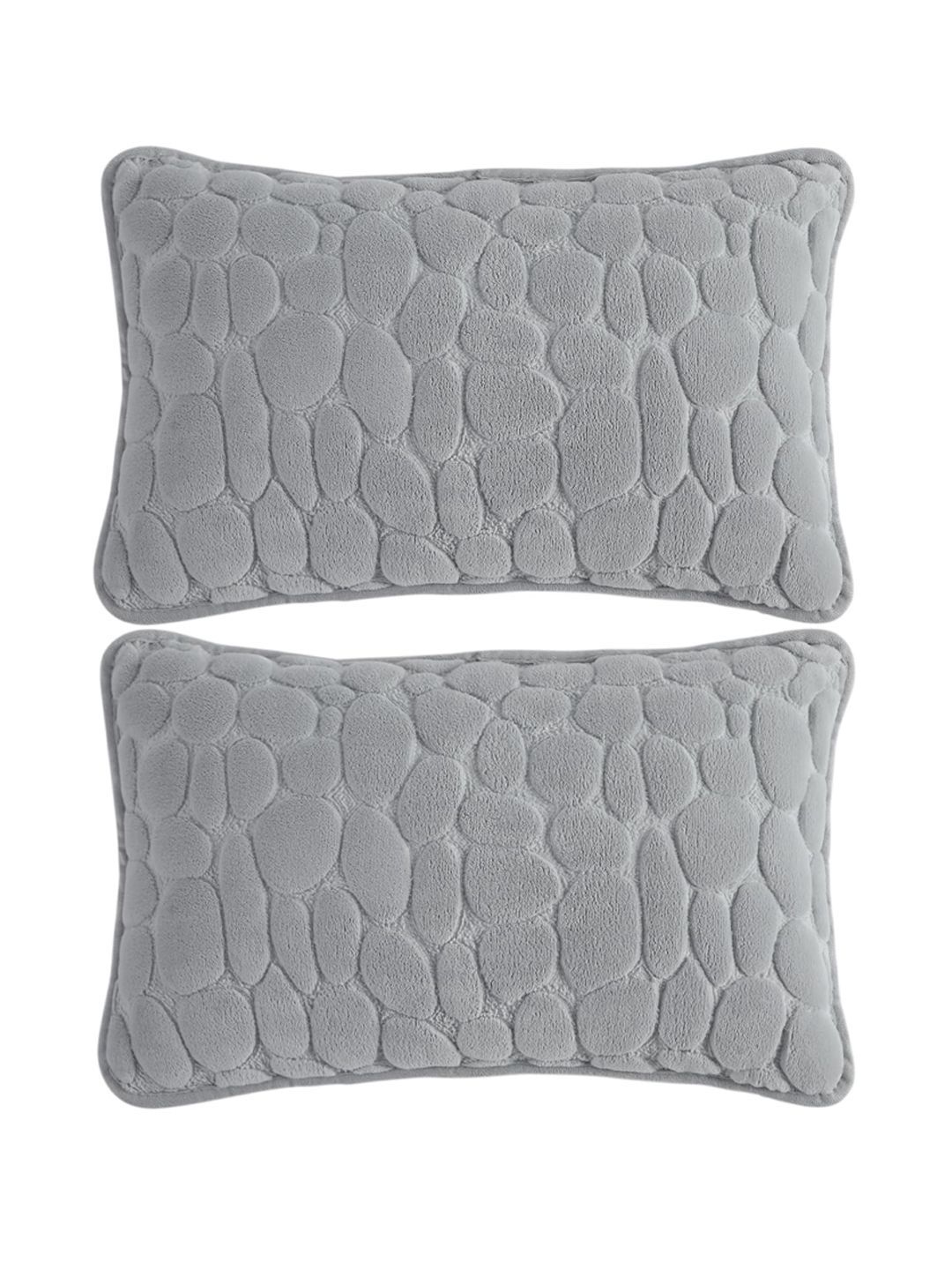 HOKIPO Grey Set of 2 Velvet Rectangle Cushion Covers-picture-7