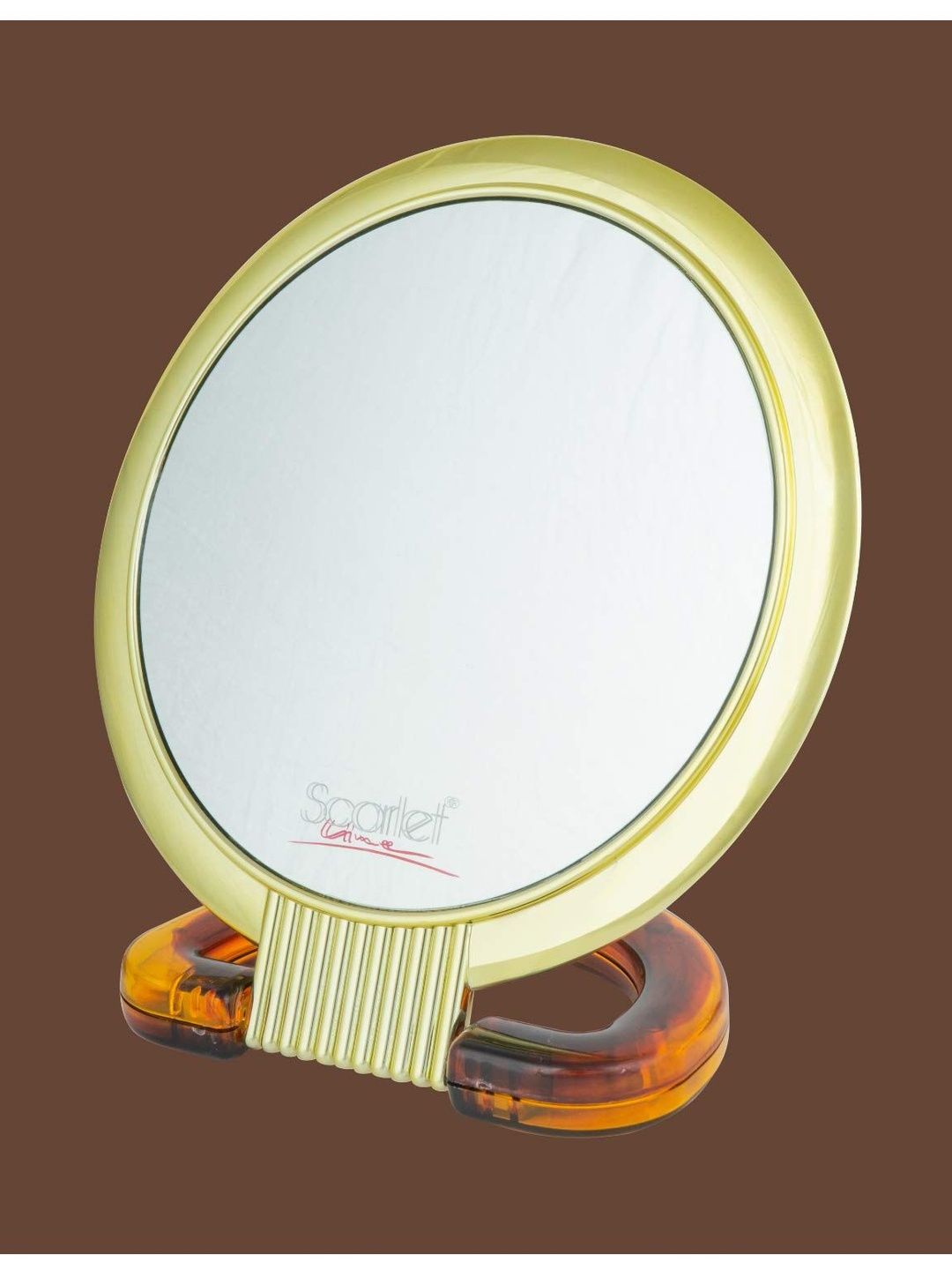 SCARLET LINE Yellow & White Round Glass Makeup Table Top Mirror-picture-16