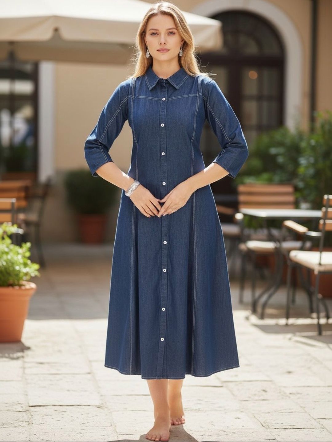 Garbista Shirt Collar Denim Kurti-picture-42