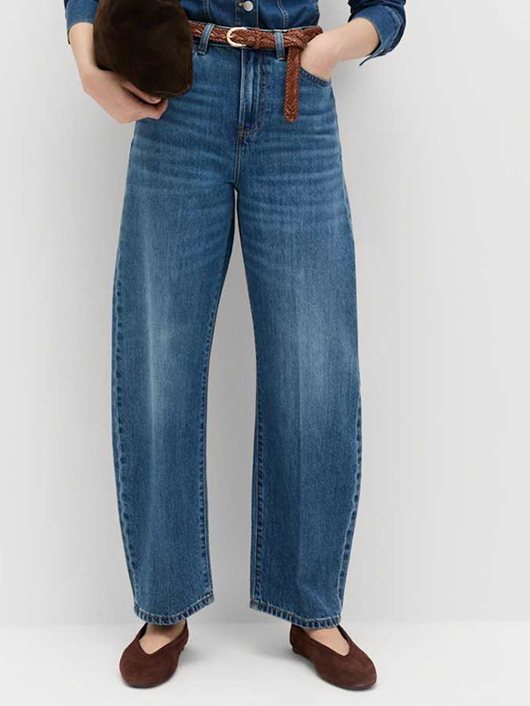 Marks & Spencer High Waisted Crease Front Barrel Jeans-image-15