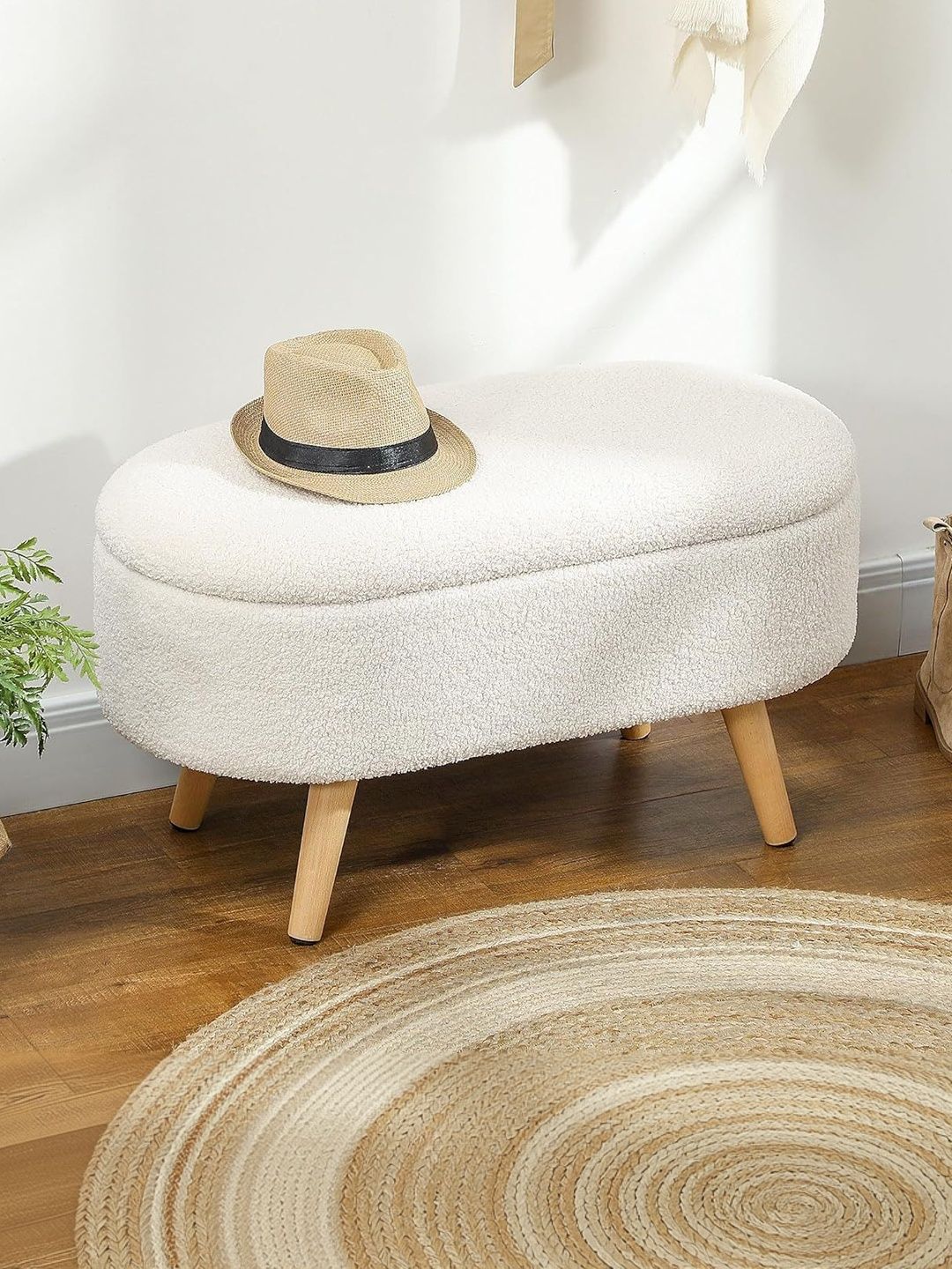 Shadowkart White Oval Wooden Ottoman With Storage-picture-32