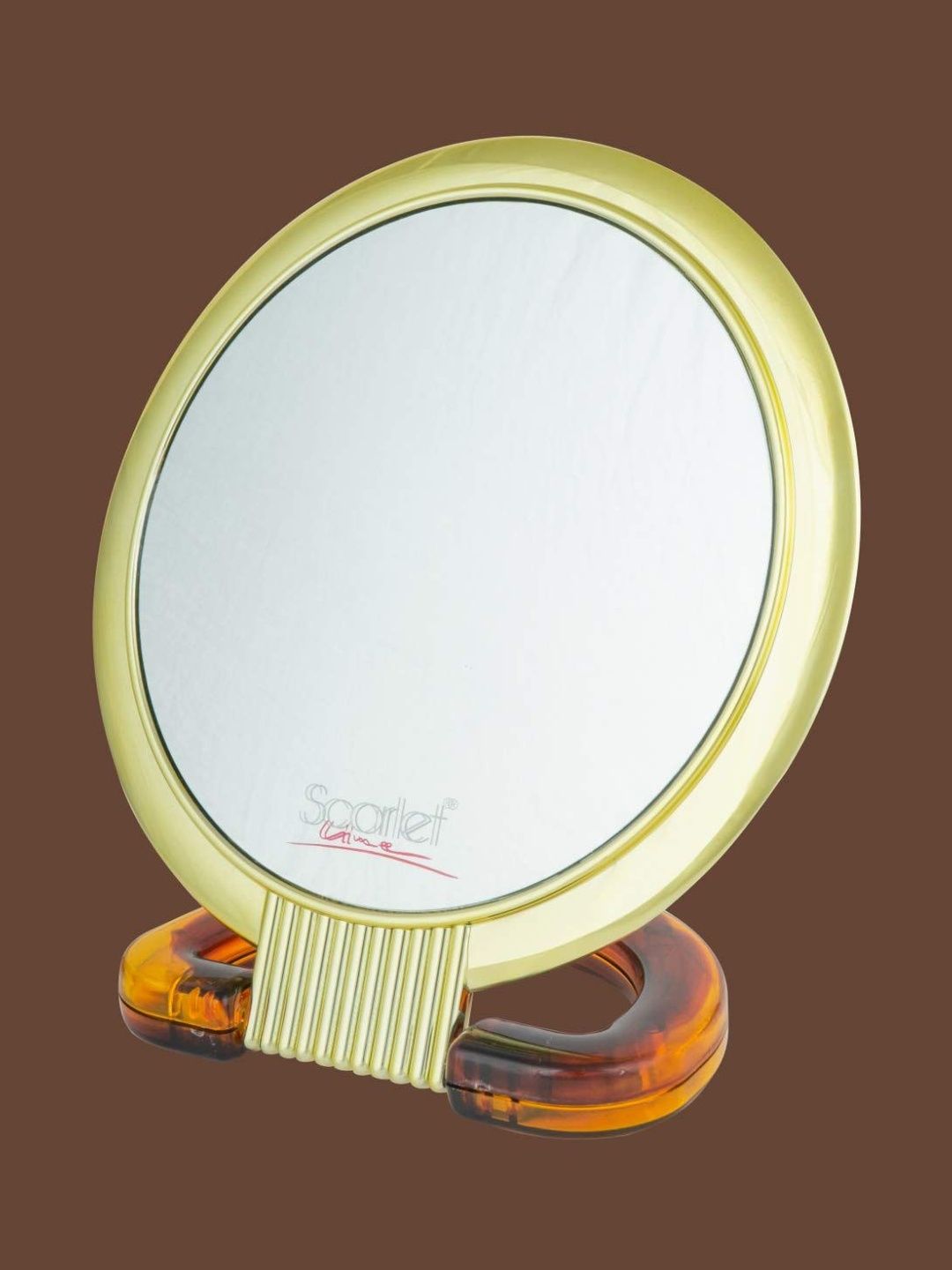 SCARLET LINE Yellow & White Round Makeup Table Top Mirror-image-23