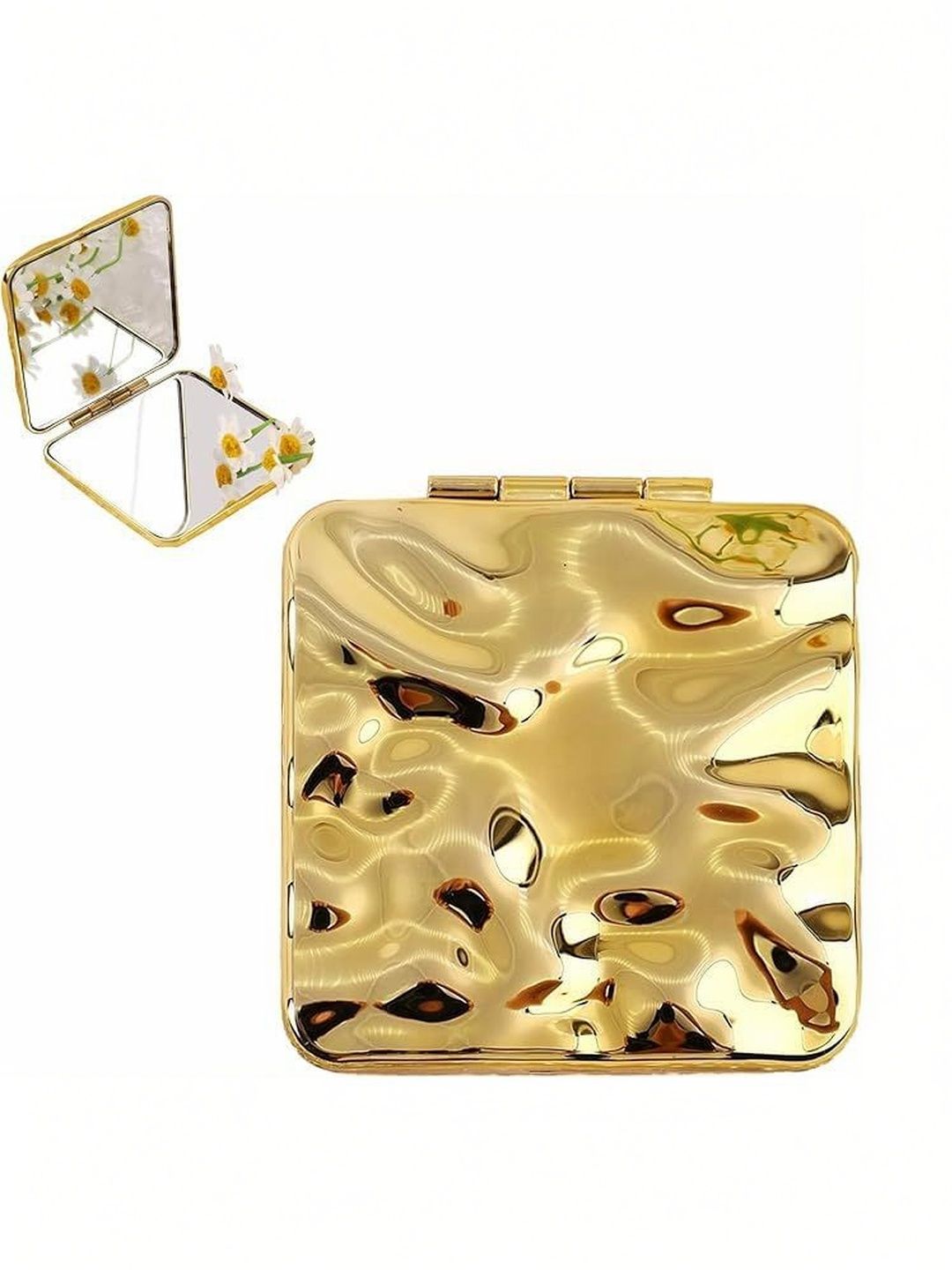 SCARLET LINE Yellow & White Square Glass Makeup Table Top Mirror-picture-20
