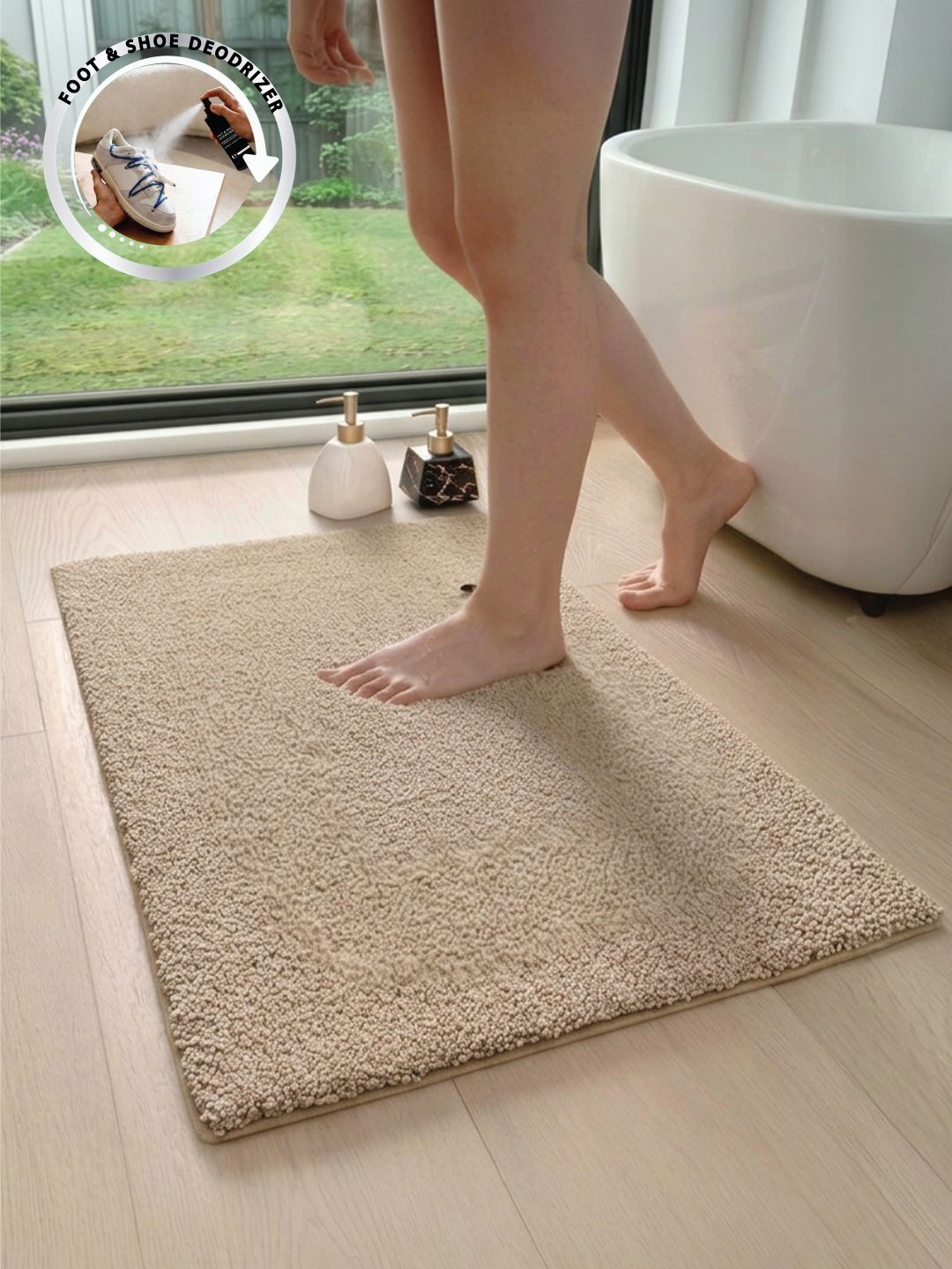 Dryspun Brown Polyester Bath Rugs-image-1